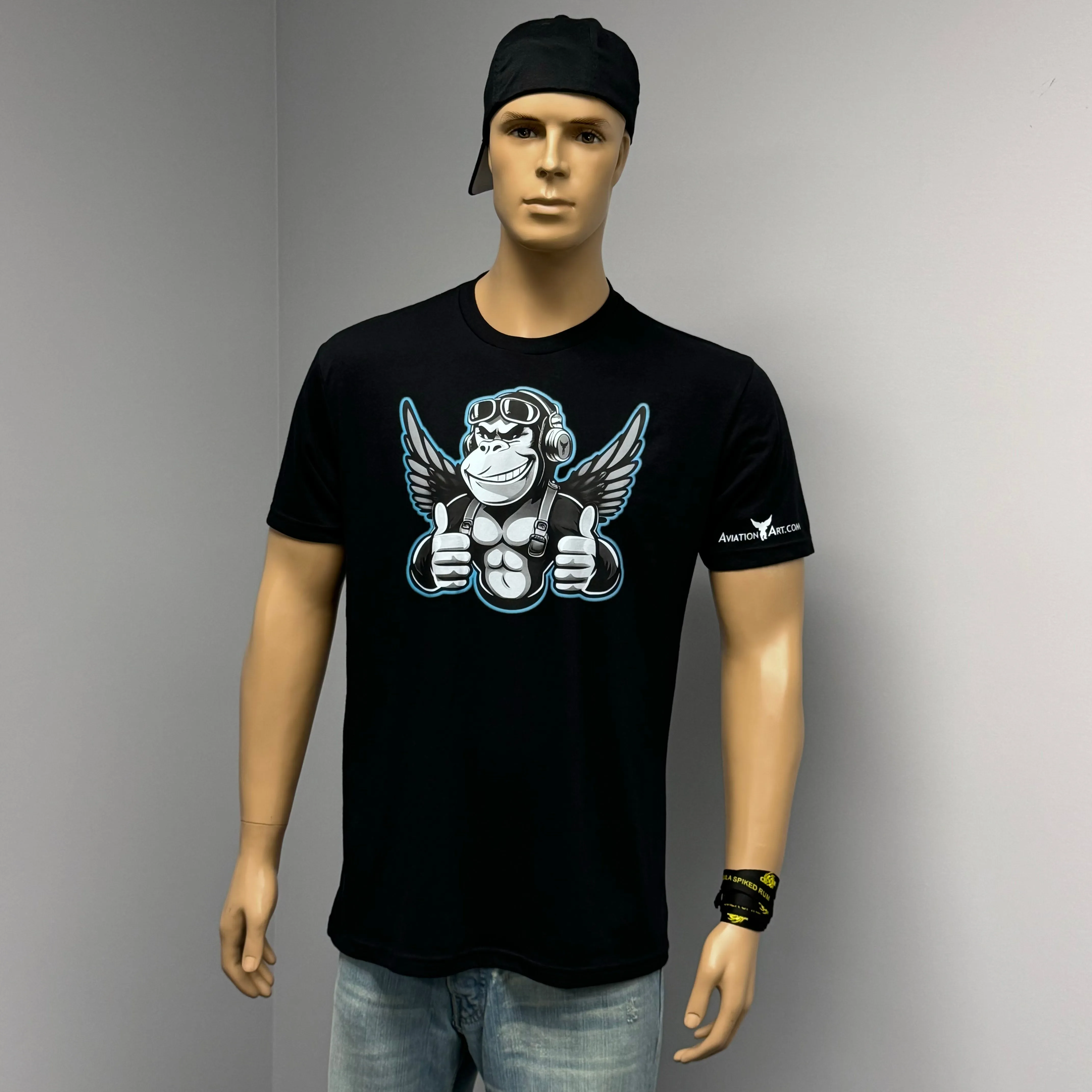 Flying Monkey Thumbs Up (Blue) Aviator Pilot T-Shirt