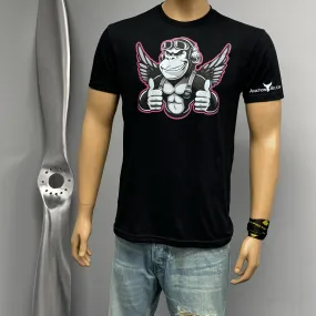 Flying Monkey Thumbs Up (Pink) Aviator Pilot T-Shirt