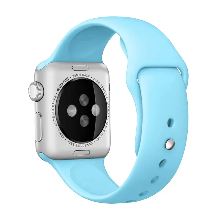 For Apple Watch Series 10 42mm / 9&8&7 41mm / SE 3&SE 2&6&SE&5&4 40mm / 3&2&1 38mm 3 in 1 Rubber Watch Band with Pin Buckle(Baby Blue)