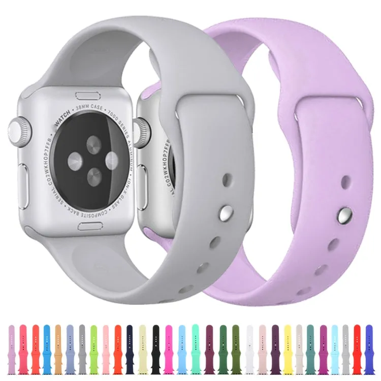 For Apple Watch Series 10 42mm / 9&8&7 41mm / SE 3&SE 2&6&SE&5&4 40mm / 3&2&1 38mm 3 in 1 Rubber Watch Band with Pin Buckle(Baby Blue)