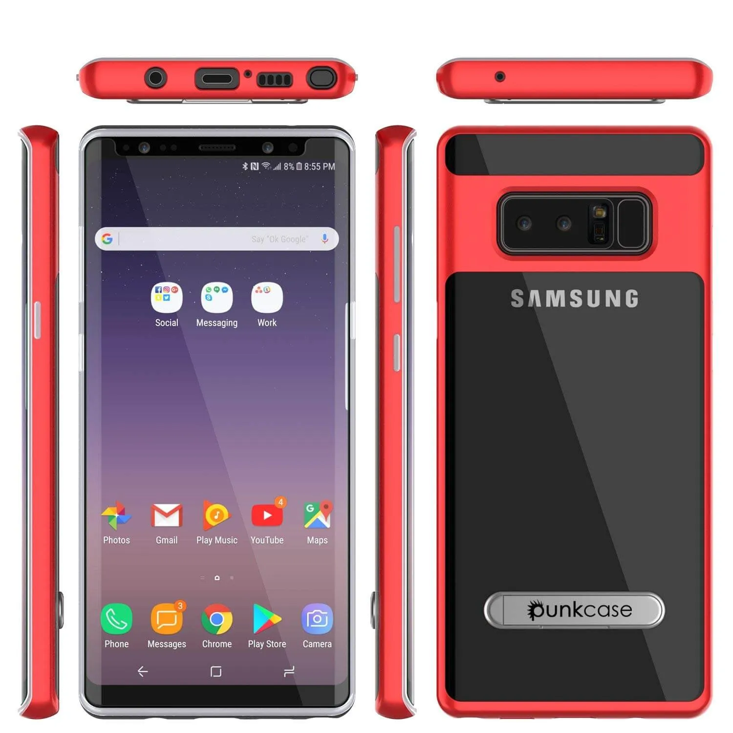 Galaxy Note 8 Lucid 3.0 Screen Protector W/ Anti-Shock Case [Red]