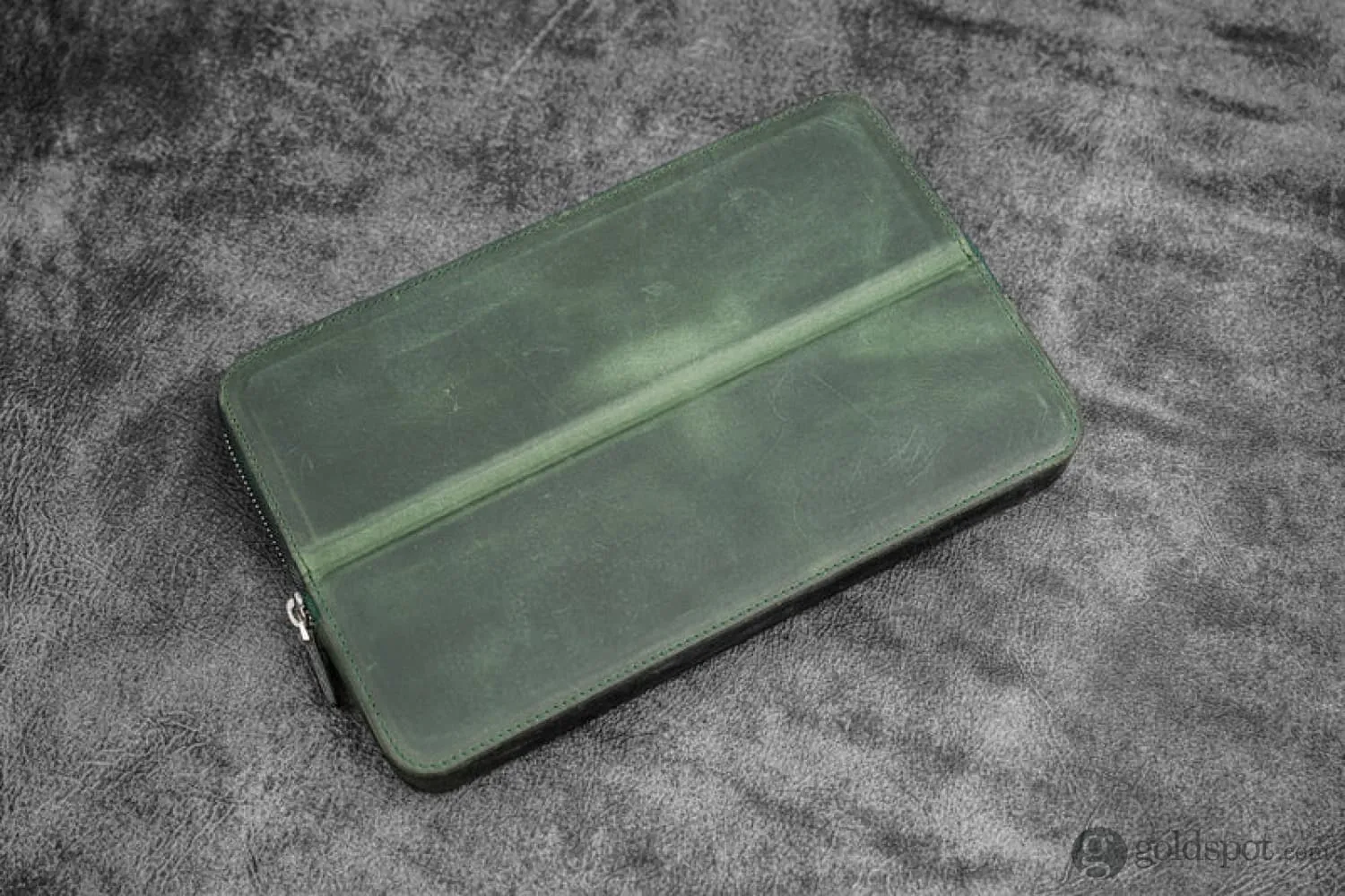 Galen Leather Zippered Magnum Opus Hard 12 Slots Pen Case in Crazy Horse Forest Green