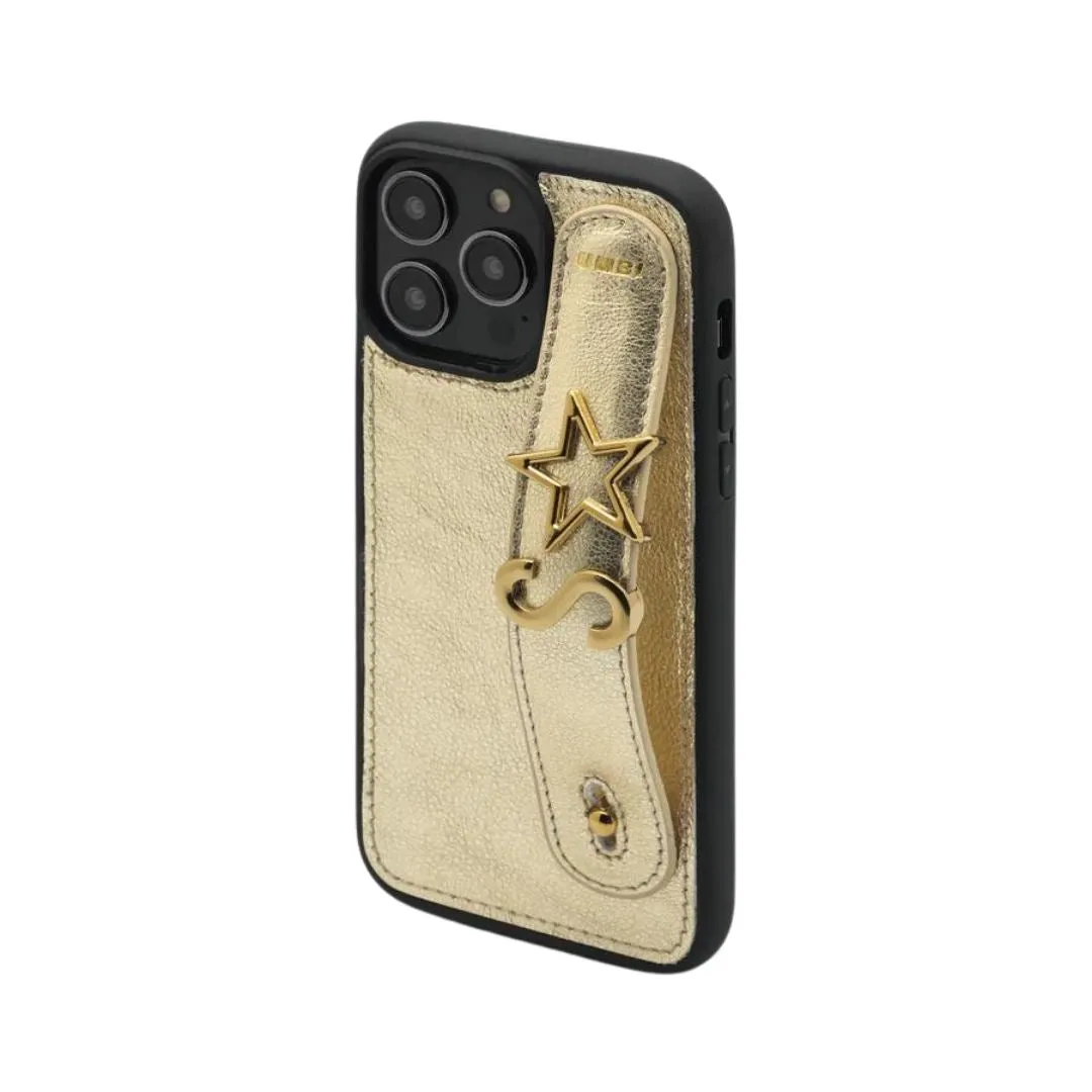 GLAM. Personalized Leather iPhone Case - Dore/Gold