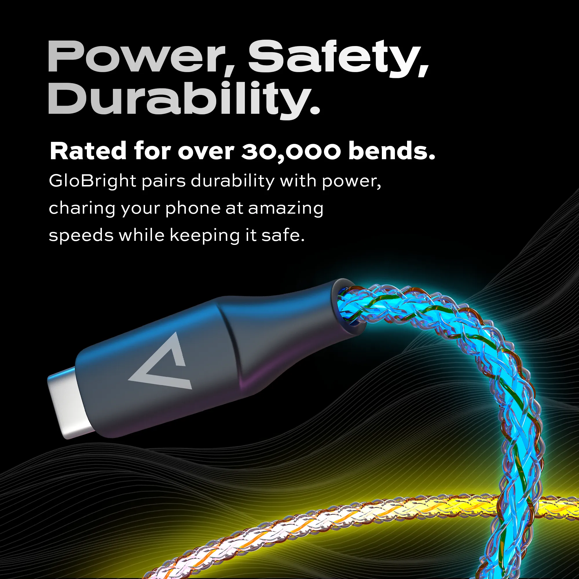 GloBright® Lightning | Braided LED Cable | 27W BlitzCharge