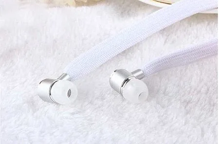 Hangrui shoelace earphone subwoofer music headset with microphone wired control handsfree earpiece for xiao mi phone earphones