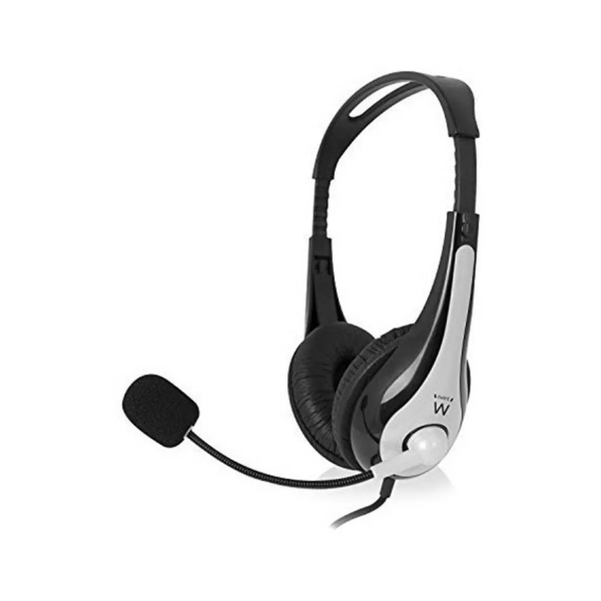 Headphones with Microphone Ewent EW3562 Black Black/Silver