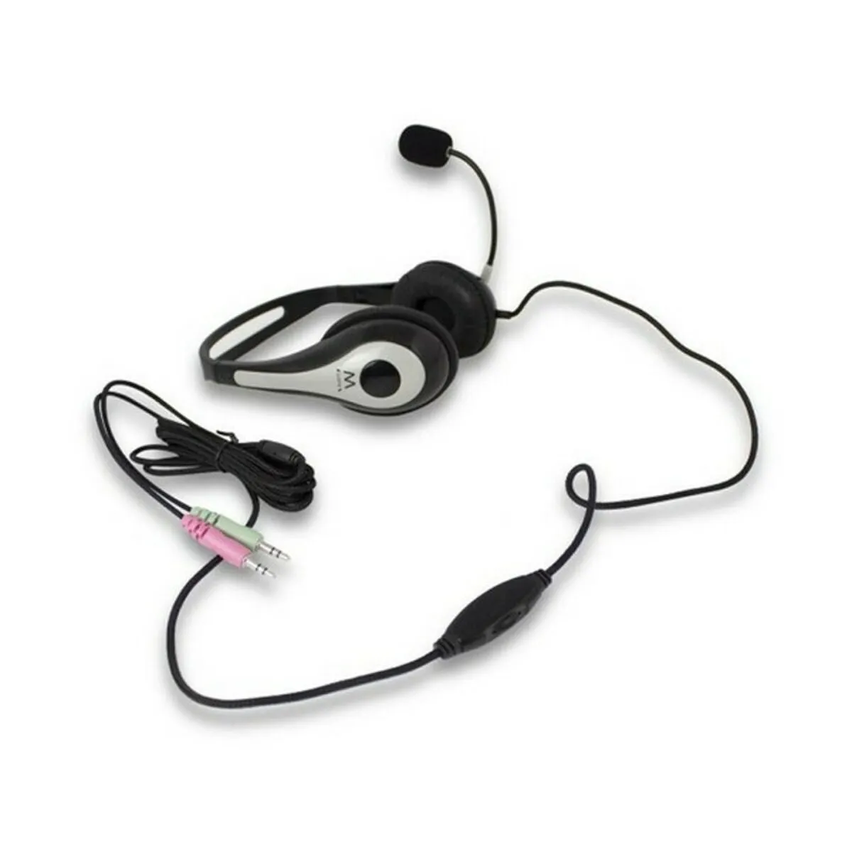 Headphones with Microphone Ewent EW3562 Black Black/Silver