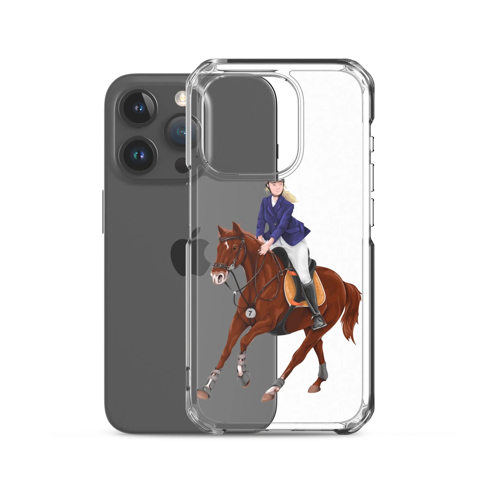 Horse Rider iPhone 15 14 13 12 Pro Max Case, Clear Girl Riding Equestrian Aesthetic Print Cute iPhone 11 Mini SE 2020 XS XR X 7 Plus 8