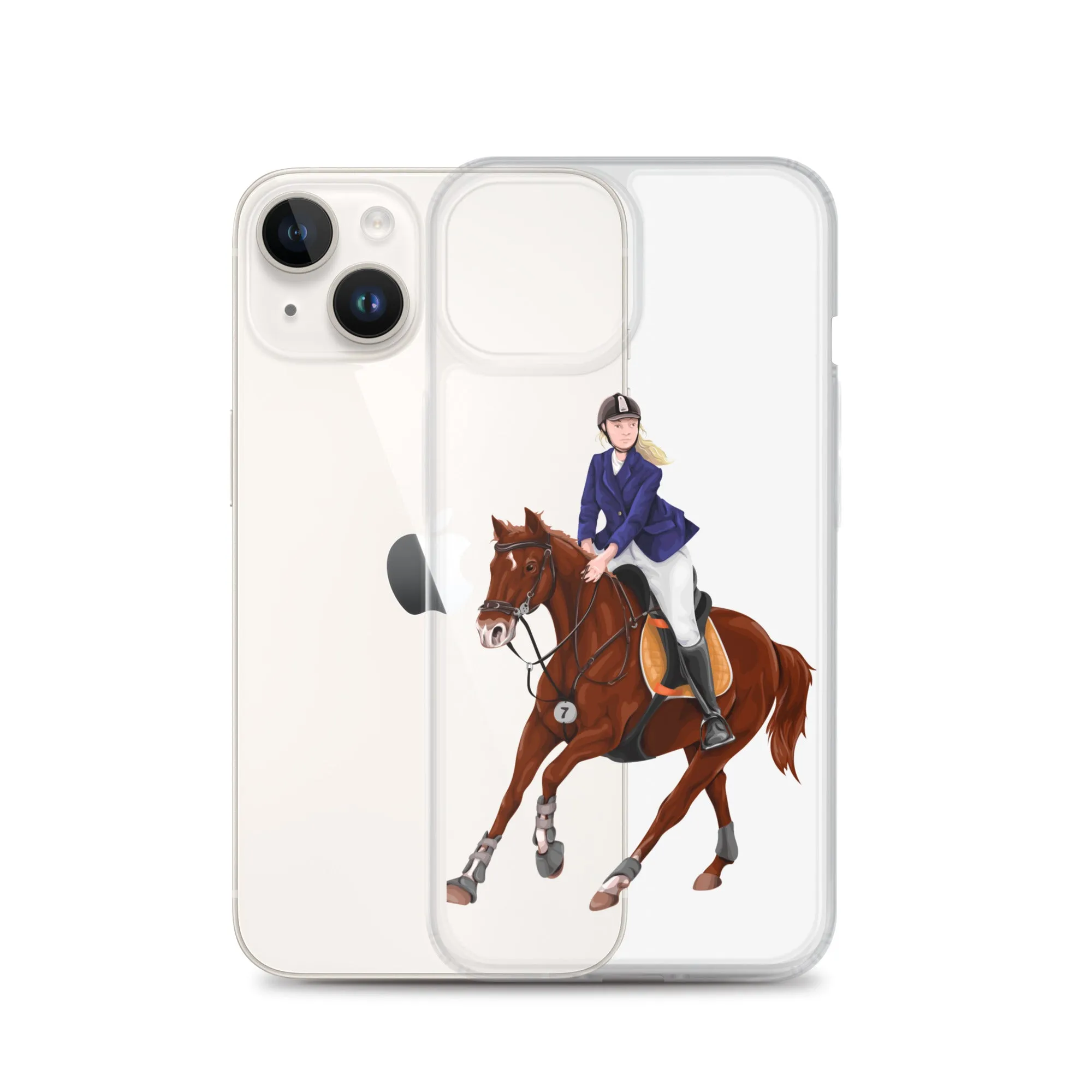 Horse Rider iPhone 15 14 13 12 Pro Max Case, Clear Girl Riding Equestrian Aesthetic Print Cute iPhone 11 Mini SE 2020 XS XR X 7 Plus 8