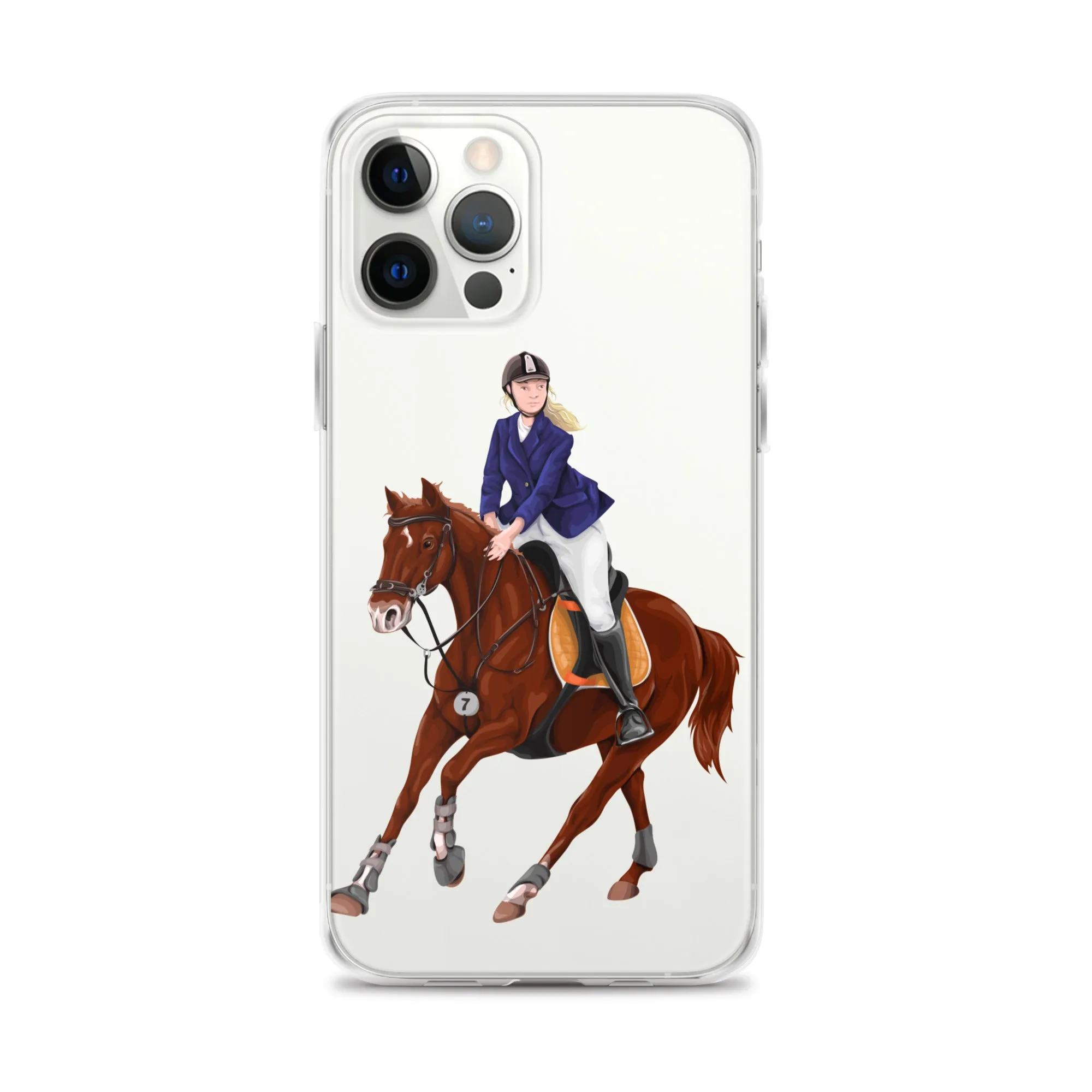 Horse Rider iPhone 15 14 13 12 Pro Max Case, Clear Girl Riding Equestrian Aesthetic Print Cute iPhone 11 Mini SE 2020 XS XR X 7 Plus 8