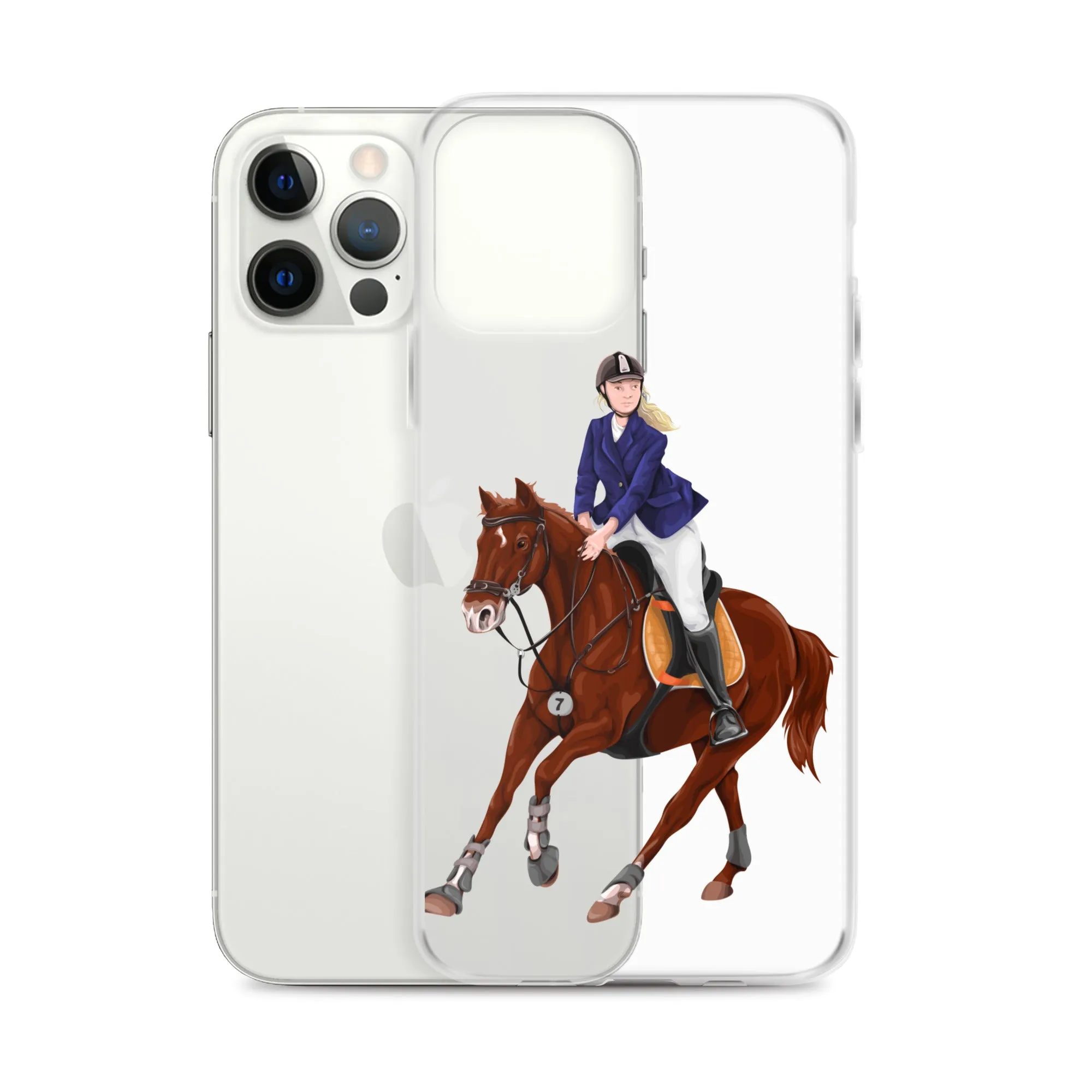 Horse Rider iPhone 15 14 13 12 Pro Max Case, Clear Girl Riding Equestrian Aesthetic Print Cute iPhone 11 Mini SE 2020 XS XR X 7 Plus 8