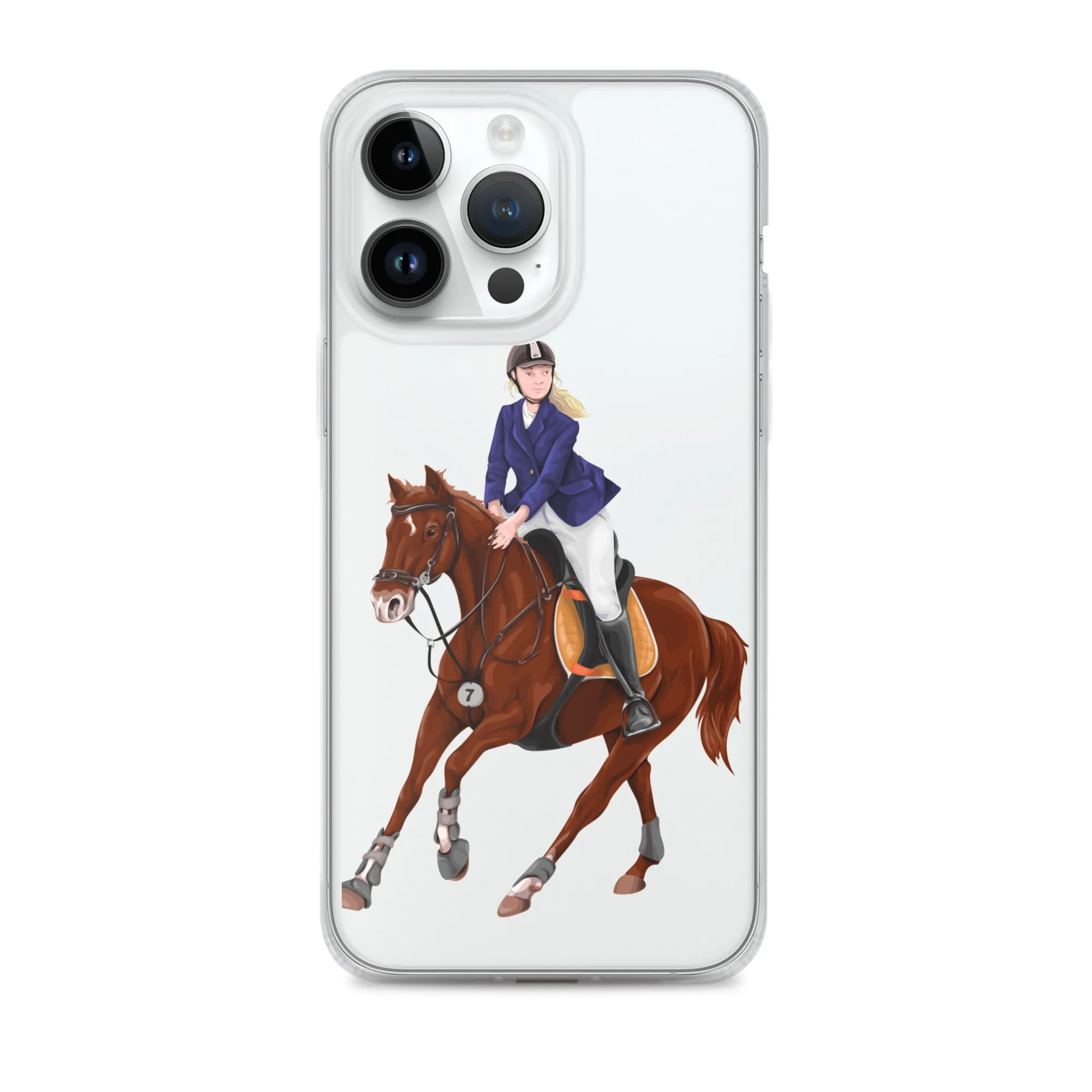 Horse Rider iPhone 15 14 13 12 Pro Max Case, Clear Girl Riding Equestrian Aesthetic Print Cute iPhone 11 Mini SE 2020 XS XR X 7 Plus 8