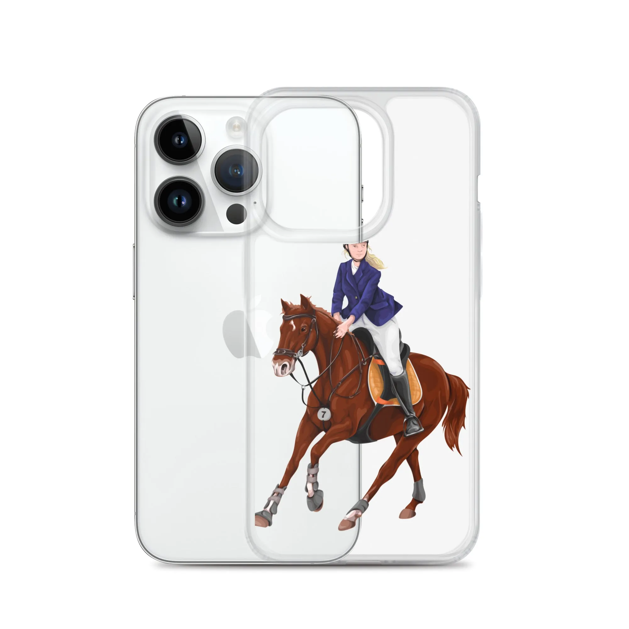 Horse Rider iPhone 15 14 13 12 Pro Max Case, Clear Girl Riding Equestrian Aesthetic Print Cute iPhone 11 Mini SE 2020 XS XR X 7 Plus 8