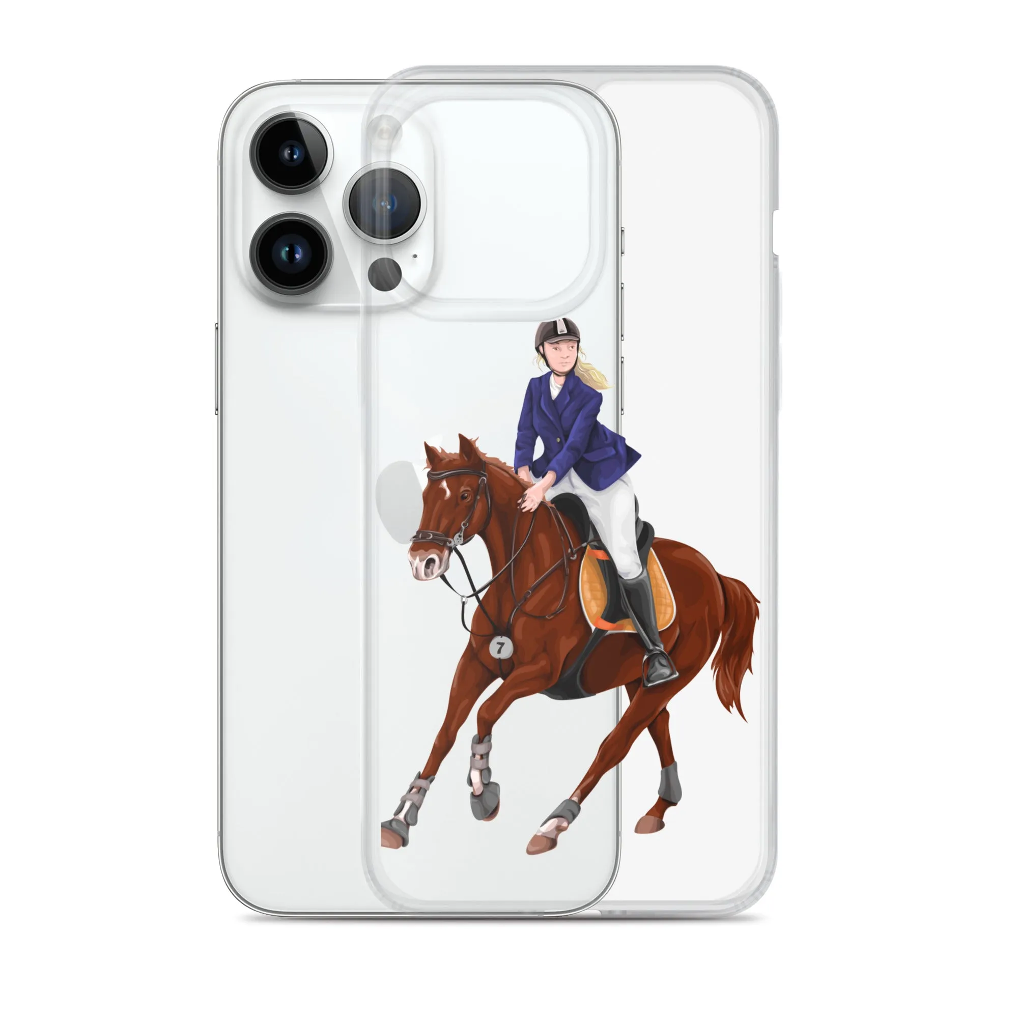 Horse Rider iPhone 15 14 13 12 Pro Max Case, Clear Girl Riding Equestrian Aesthetic Print Cute iPhone 11 Mini SE 2020 XS XR X 7 Plus 8