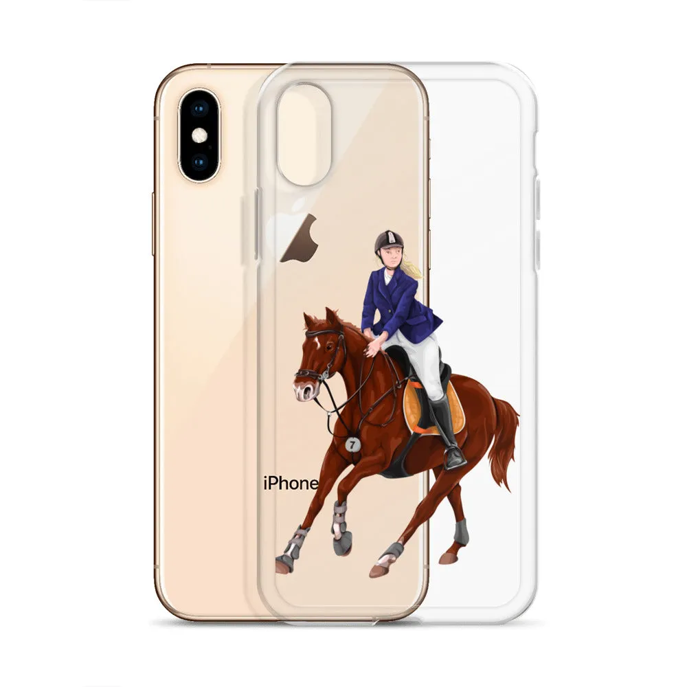 Horse Rider iPhone 15 14 13 12 Pro Max Case, Clear Girl Riding Equestrian Aesthetic Print Cute iPhone 11 Mini SE 2020 XS XR X 7 Plus 8