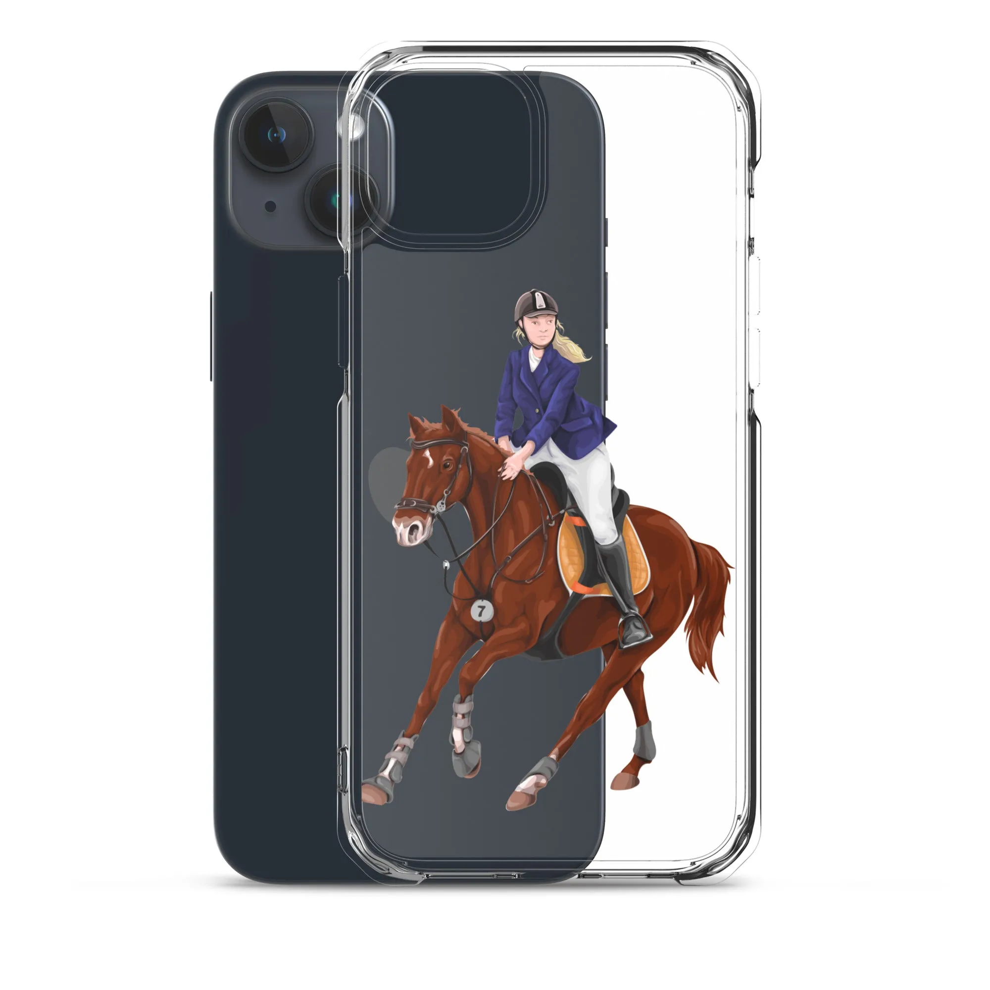 Horse Rider iPhone 15 14 13 12 Pro Max Case, Clear Girl Riding Equestrian Aesthetic Print Cute iPhone 11 Mini SE 2020 XS XR X 7 Plus 8