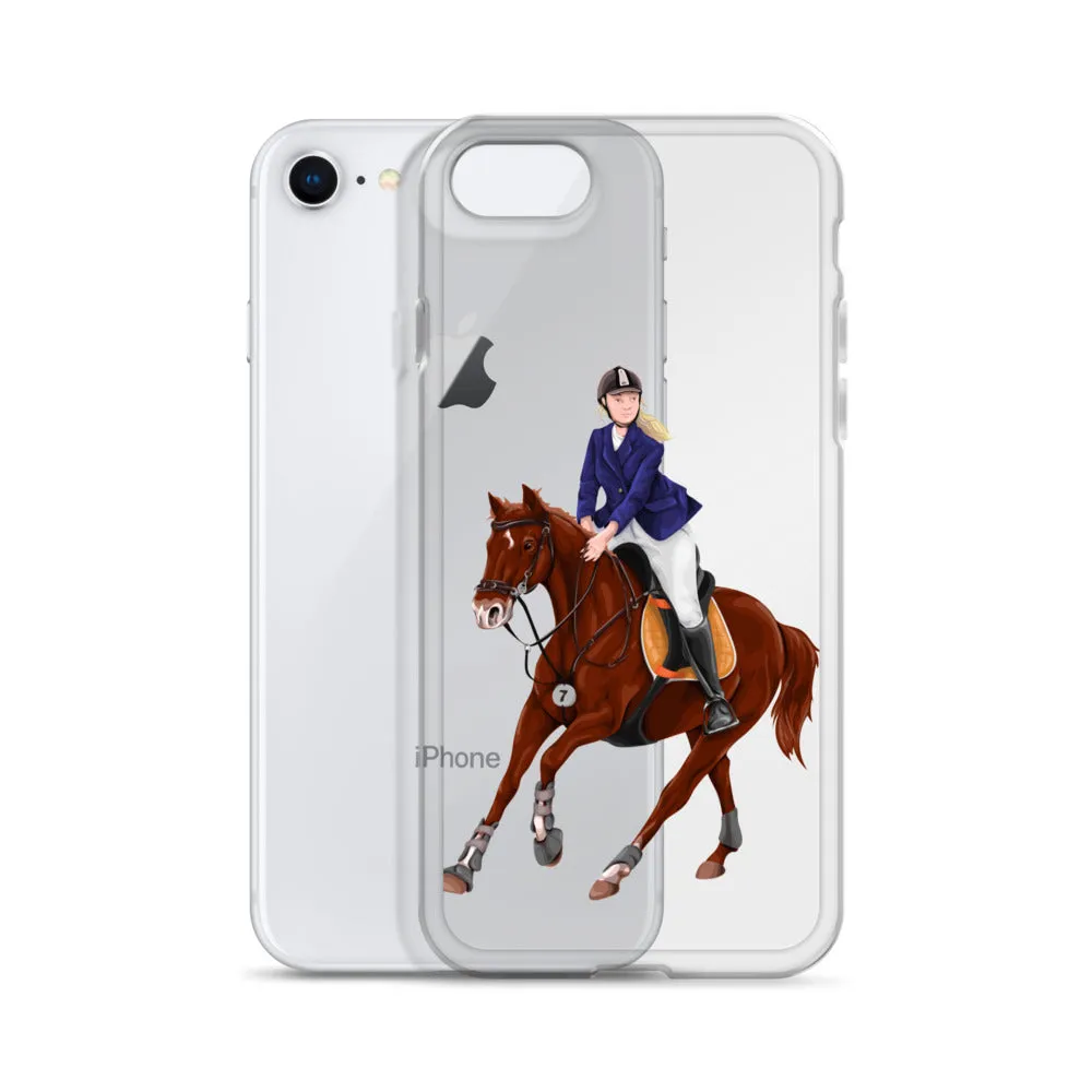 Horse Rider iPhone 15 14 13 12 Pro Max Case, Clear Girl Riding Equestrian Aesthetic Print Cute iPhone 11 Mini SE 2020 XS XR X 7 Plus 8