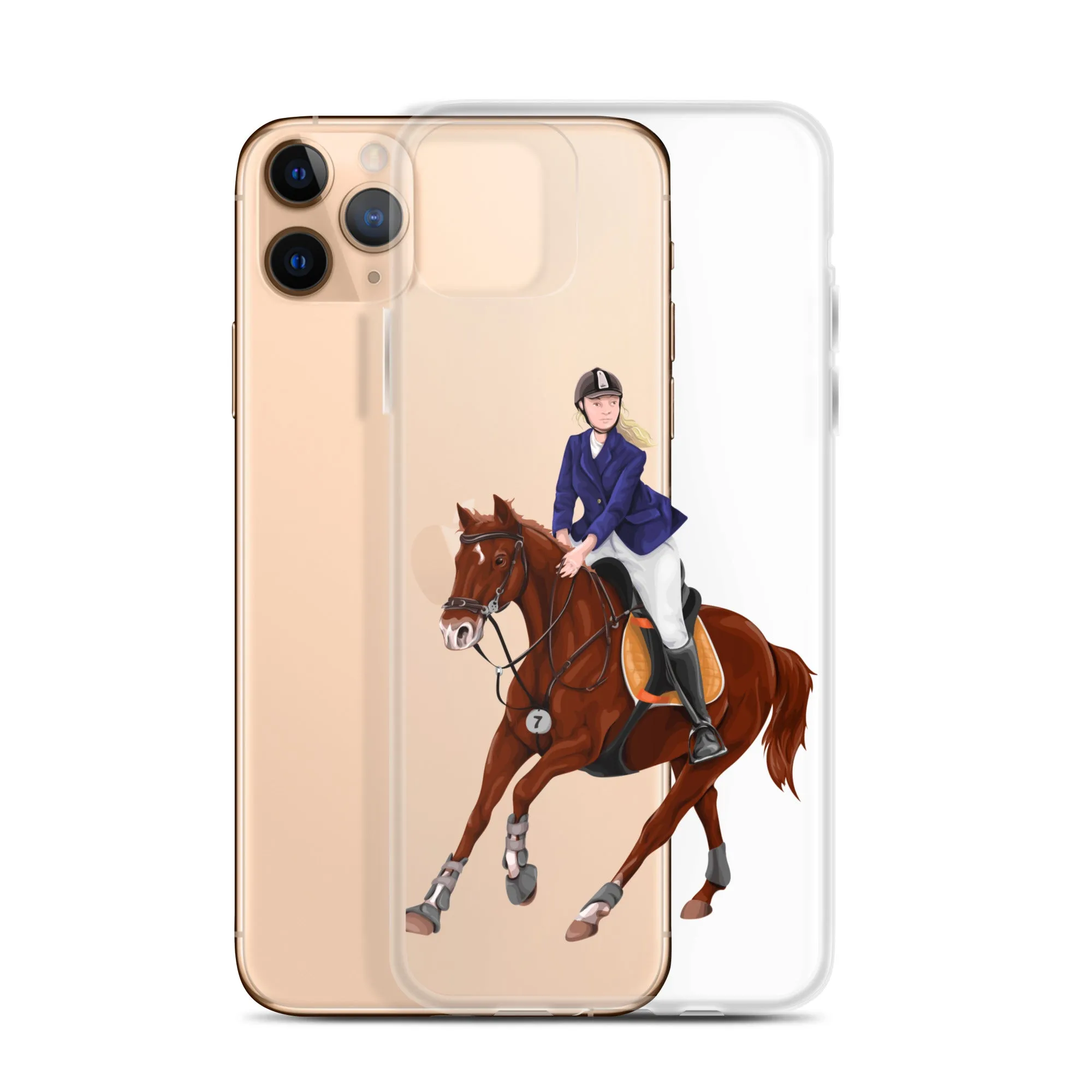 Horse Rider iPhone 15 14 13 12 Pro Max Case, Clear Girl Riding Equestrian Aesthetic Print Cute iPhone 11 Mini SE 2020 XS XR X 7 Plus 8