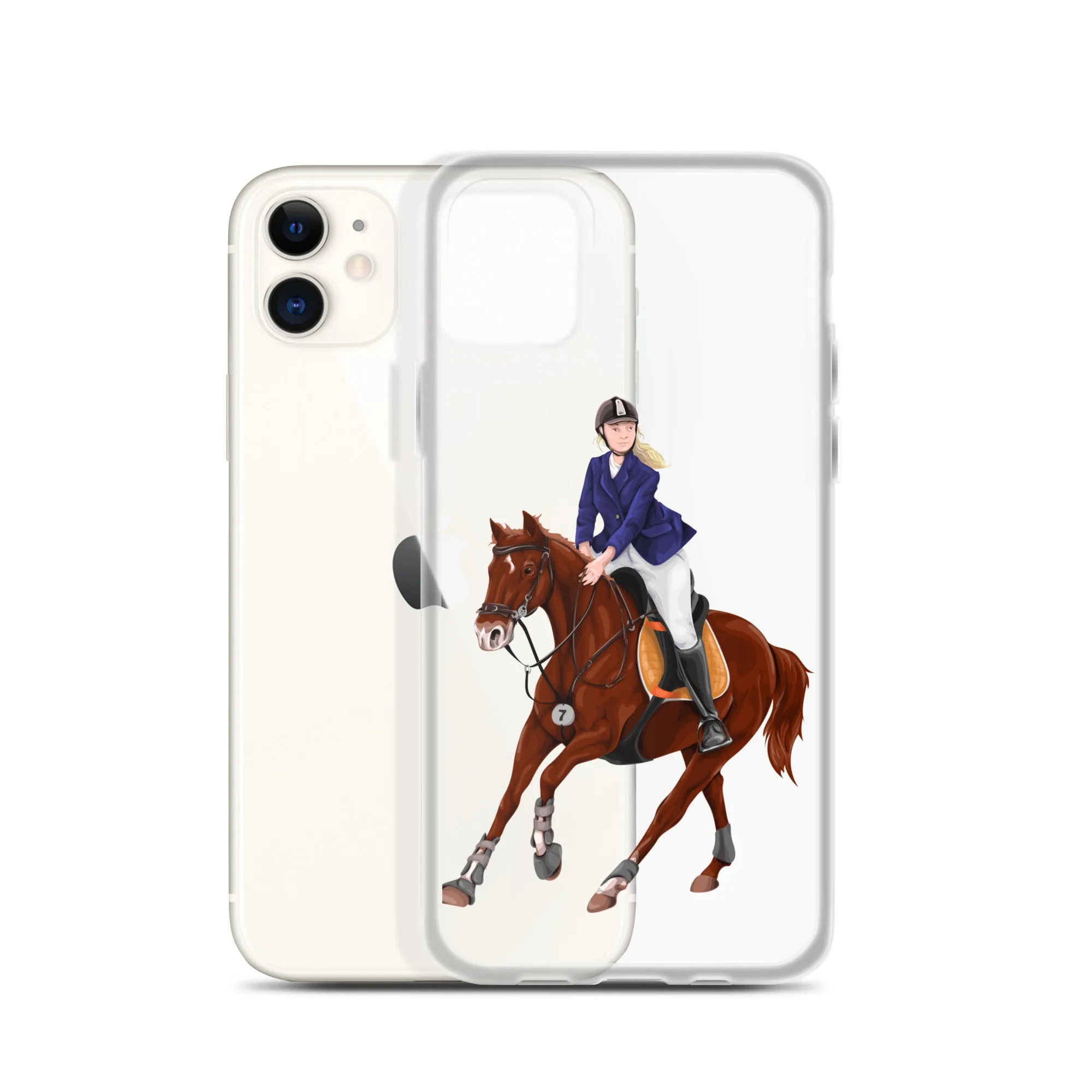 Horse Rider iPhone 15 14 13 12 Pro Max Case, Clear Girl Riding Equestrian Aesthetic Print Cute iPhone 11 Mini SE 2020 XS XR X 7 Plus 8