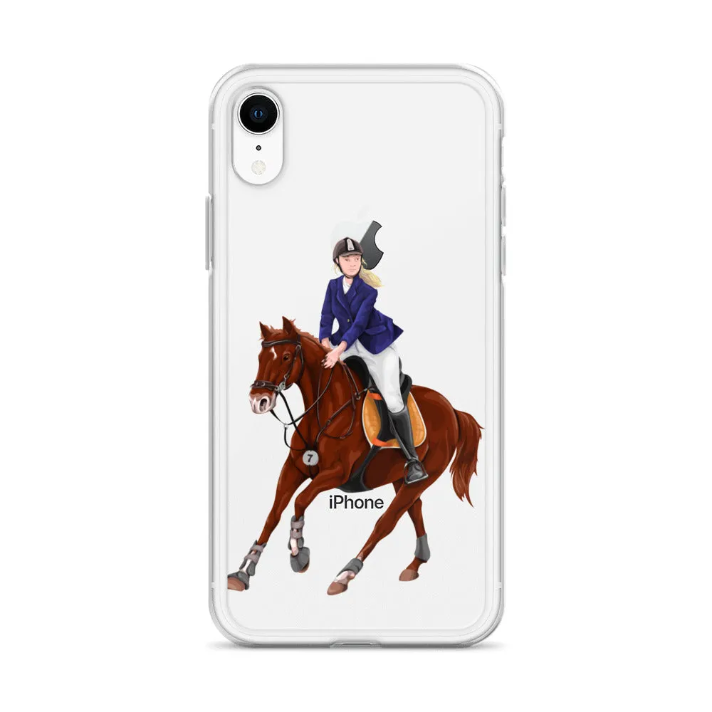 Horse Rider iPhone 15 14 13 12 Pro Max Case, Clear Girl Riding Equestrian Aesthetic Print Cute iPhone 11 Mini SE 2020 XS XR X 7 Plus 8