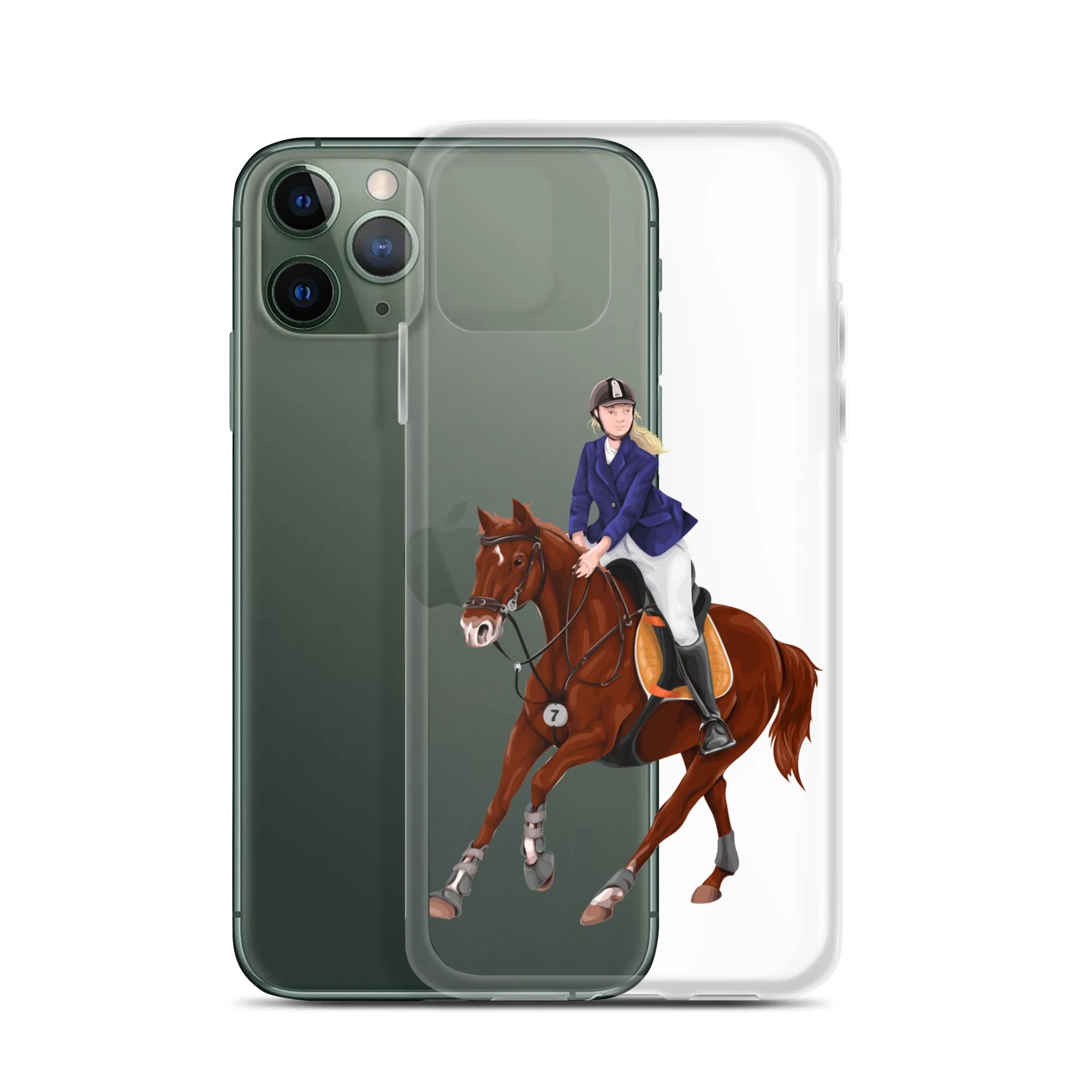 Horse Rider iPhone 15 14 13 12 Pro Max Case, Clear Girl Riding Equestrian Aesthetic Print Cute iPhone 11 Mini SE 2020 XS XR X 7 Plus 8