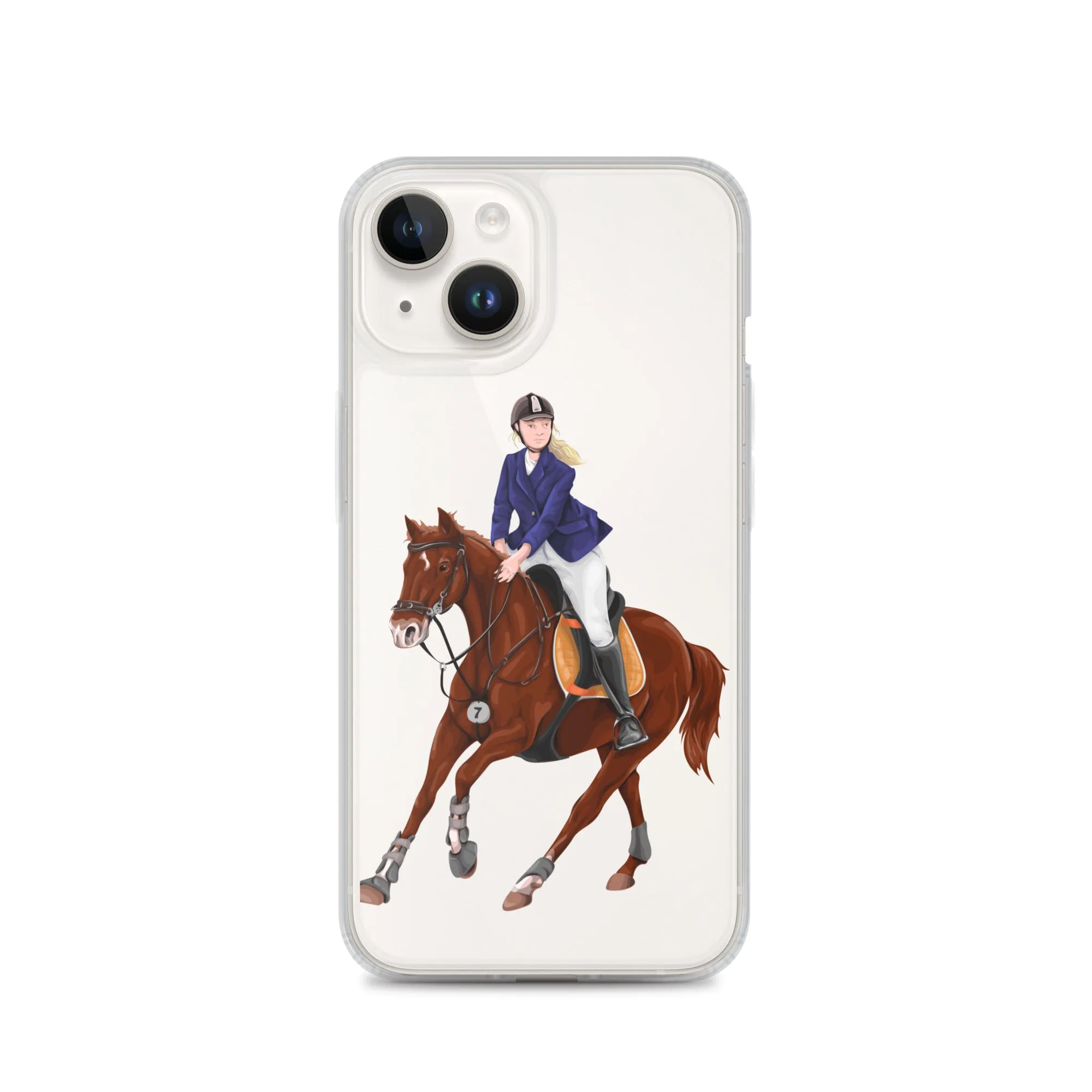 Horse Rider iPhone 15 14 13 12 Pro Max Case, Clear Girl Riding Equestrian Aesthetic Print Cute iPhone 11 Mini SE 2020 XS XR X 7 Plus 8