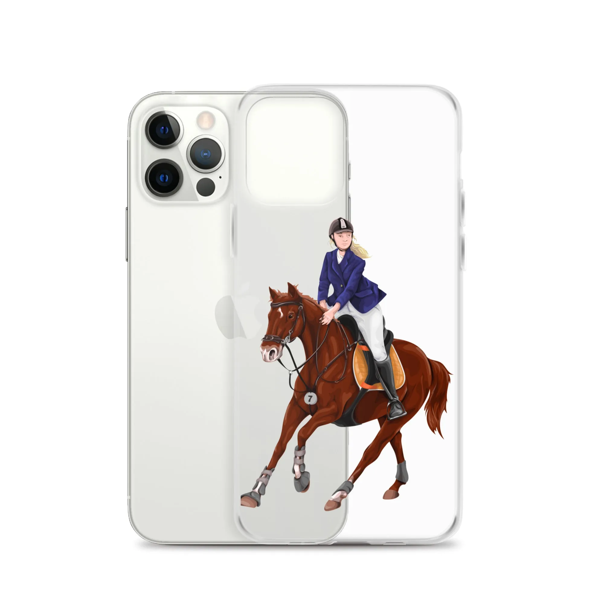 Horse Rider iPhone 15 14 13 12 Pro Max Case, Clear Girl Riding Equestrian Aesthetic Print Cute iPhone 11 Mini SE 2020 XS XR X 7 Plus 8