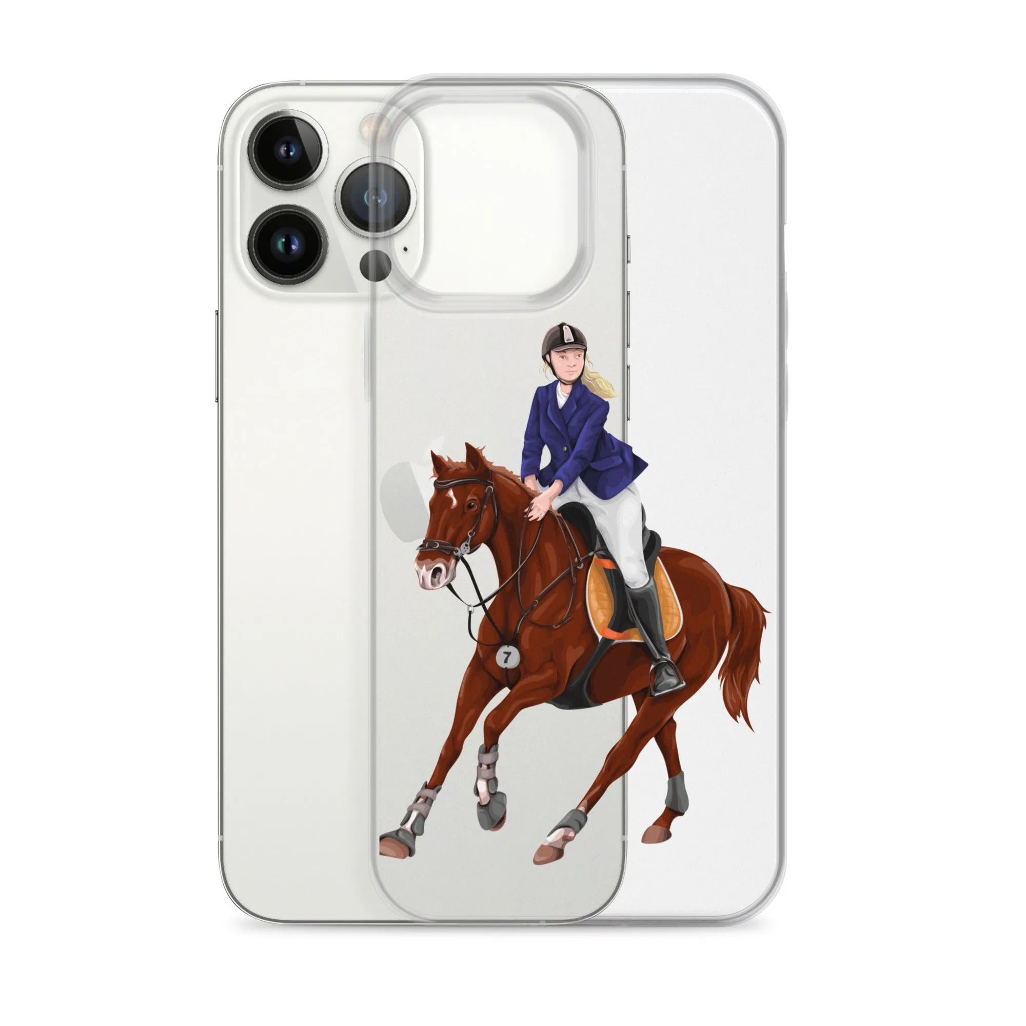 Horse Rider iPhone 15 14 13 12 Pro Max Case, Clear Girl Riding Equestrian Aesthetic Print Cute iPhone 11 Mini SE 2020 XS XR X 7 Plus 8