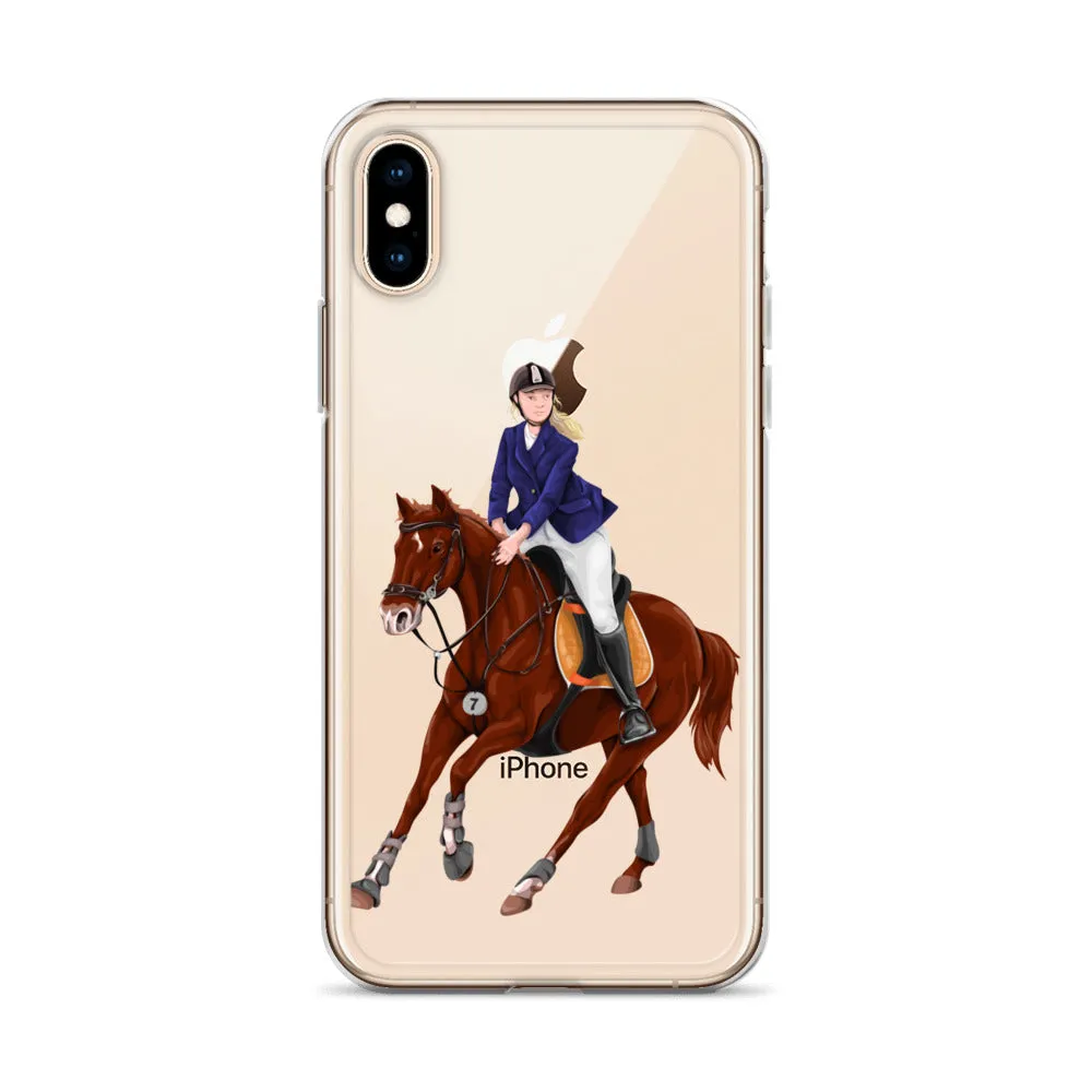 Horse Rider iPhone 15 14 13 12 Pro Max Case, Clear Girl Riding Equestrian Aesthetic Print Cute iPhone 11 Mini SE 2020 XS XR X 7 Plus 8