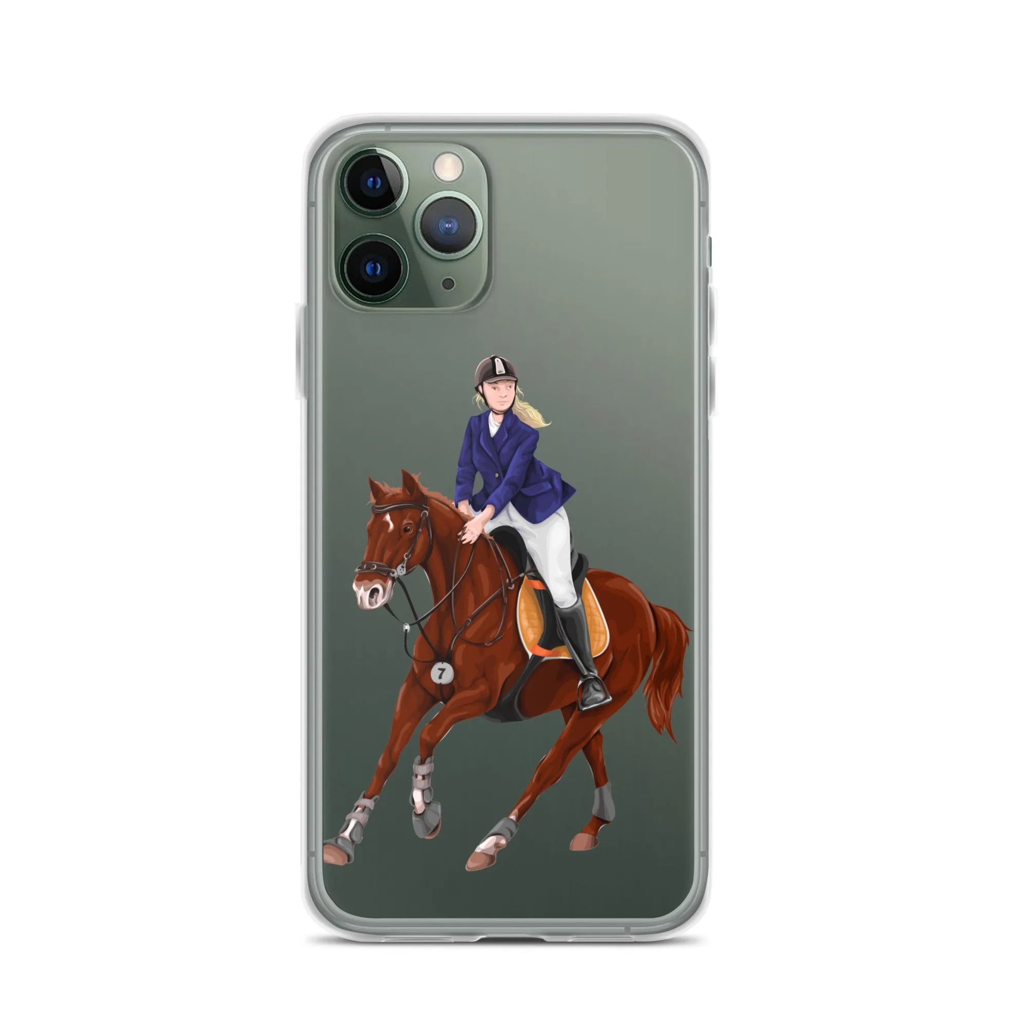 Horse Rider iPhone 15 14 13 12 Pro Max Case, Clear Girl Riding Equestrian Aesthetic Print Cute iPhone 11 Mini SE 2020 XS XR X 7 Plus 8