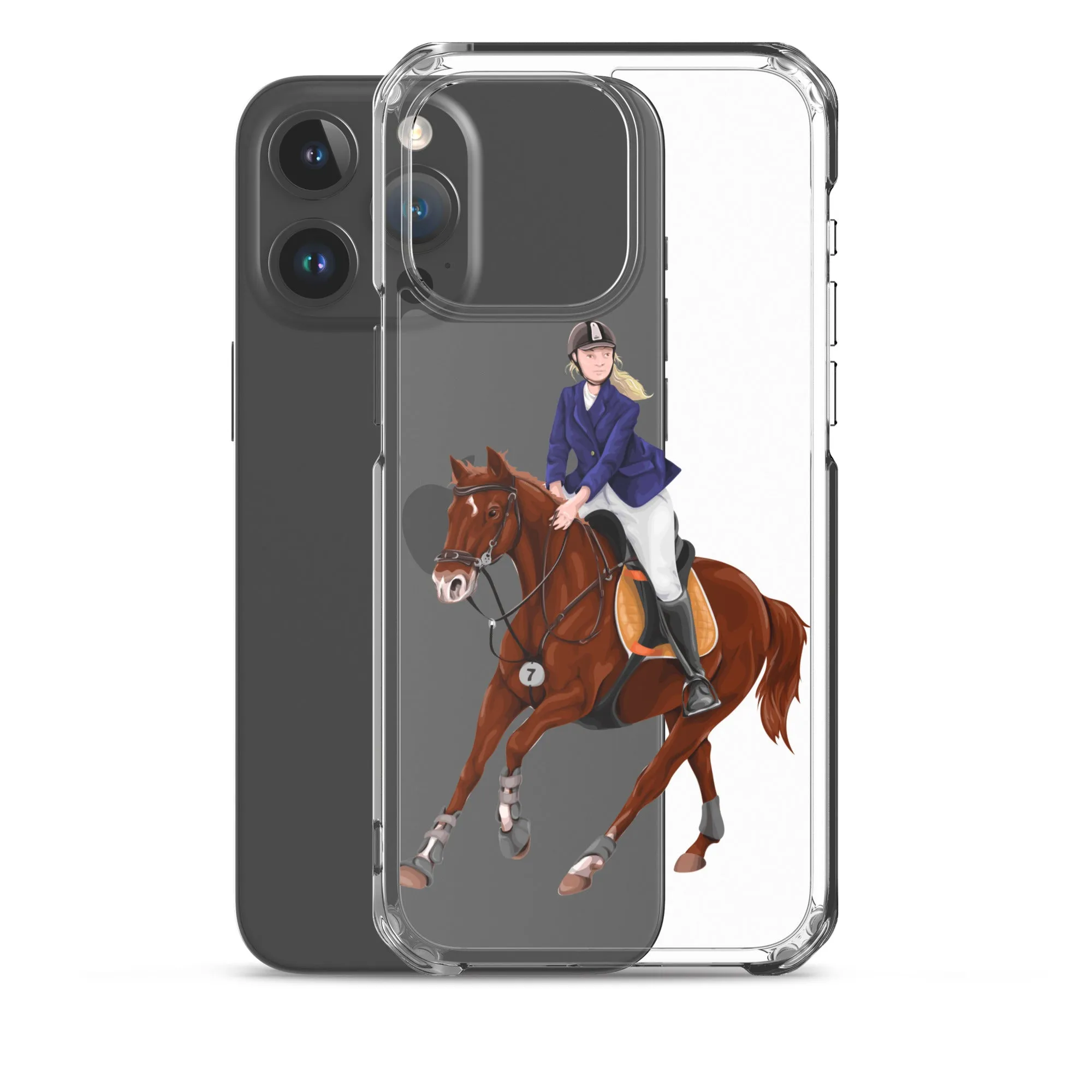 Horse Rider iPhone 15 14 13 12 Pro Max Case, Clear Girl Riding Equestrian Aesthetic Print Cute iPhone 11 Mini SE 2020 XS XR X 7 Plus 8