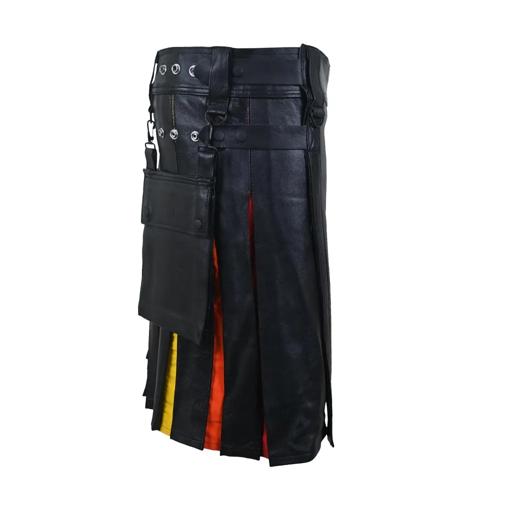 Hybrid Customized Leather Utility Kilt Rainbow