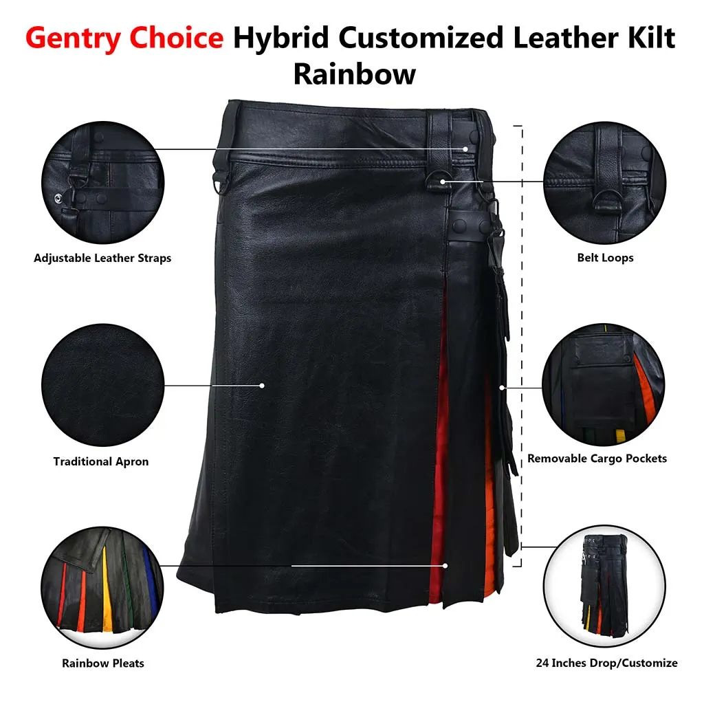 Hybrid Customized Leather Utility Kilt Rainbow