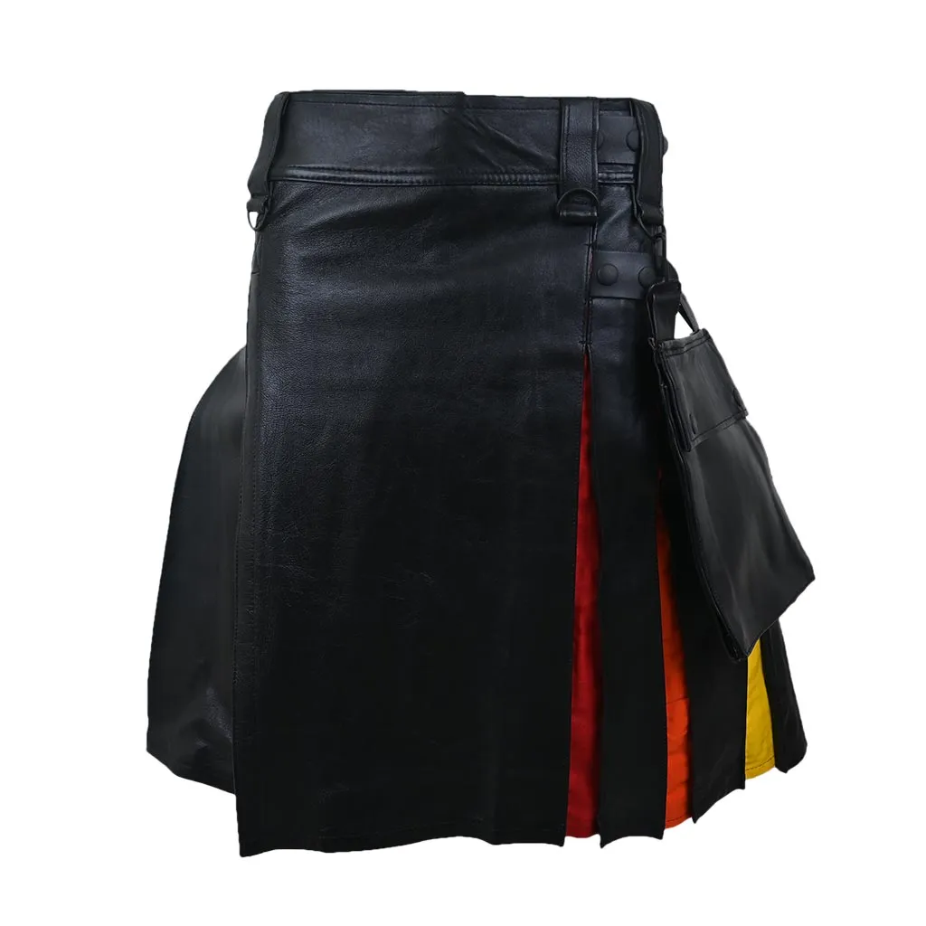 Hybrid Customized Leather Utility Kilt Rainbow