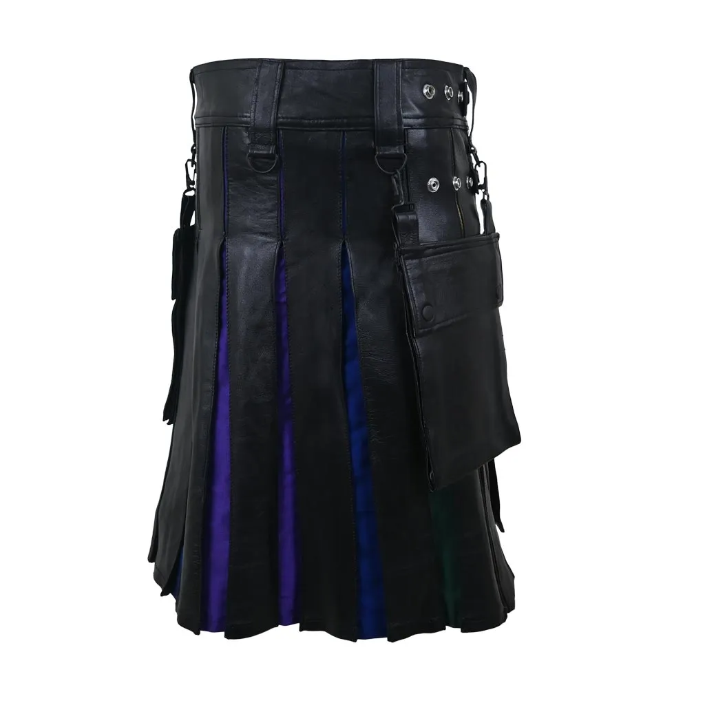 Hybrid Customized Leather Utility Kilt Rainbow