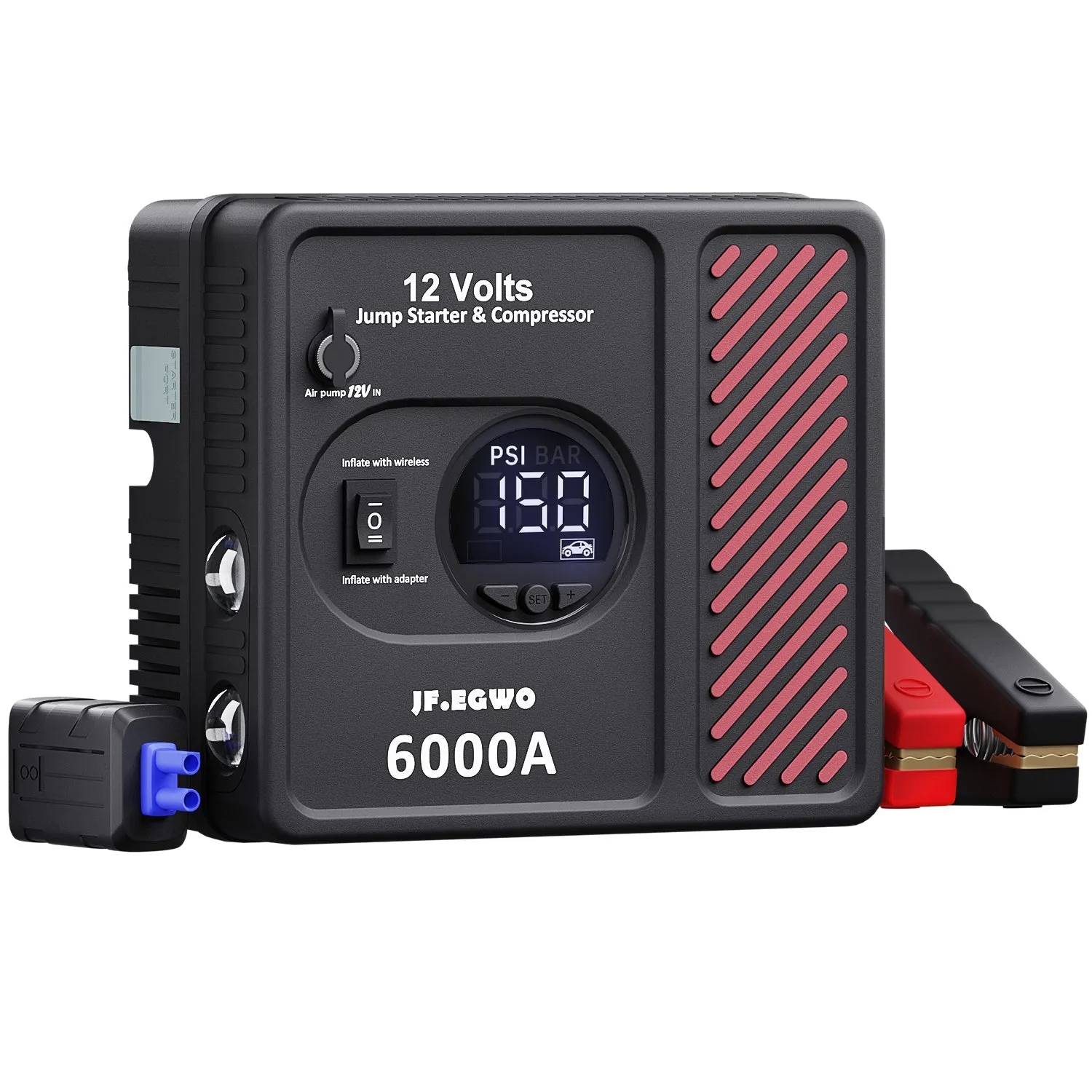 JFEGWO 6000A Jump Starter with Air Compressor