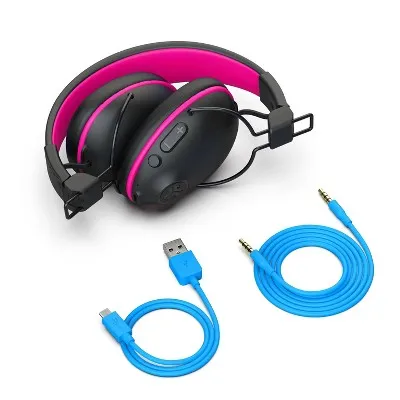 JLab JBuddies Pro Over-Ear Bluetooth Wireless Kids' Headphones - Black/Pink