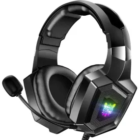 K8 Gaming Headphones with Flexible HD Mic RGB Light Surround Sound Over-Ear Wired Headset