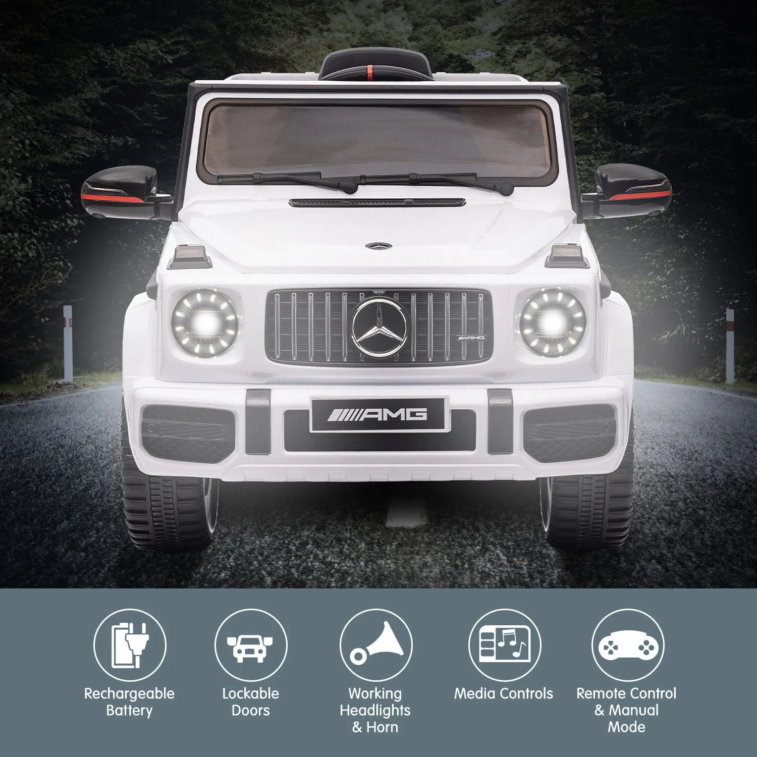 Kahuna Mercedes Benz AMG G63 Licensed Kids Ride On Electric Car Remote Control - White