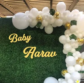 Kraftidy customized name Wooden banner sign for Baby boy, girl, birthday Or naming ceremony, party, event background personalized with name decoration Name Banner Signs