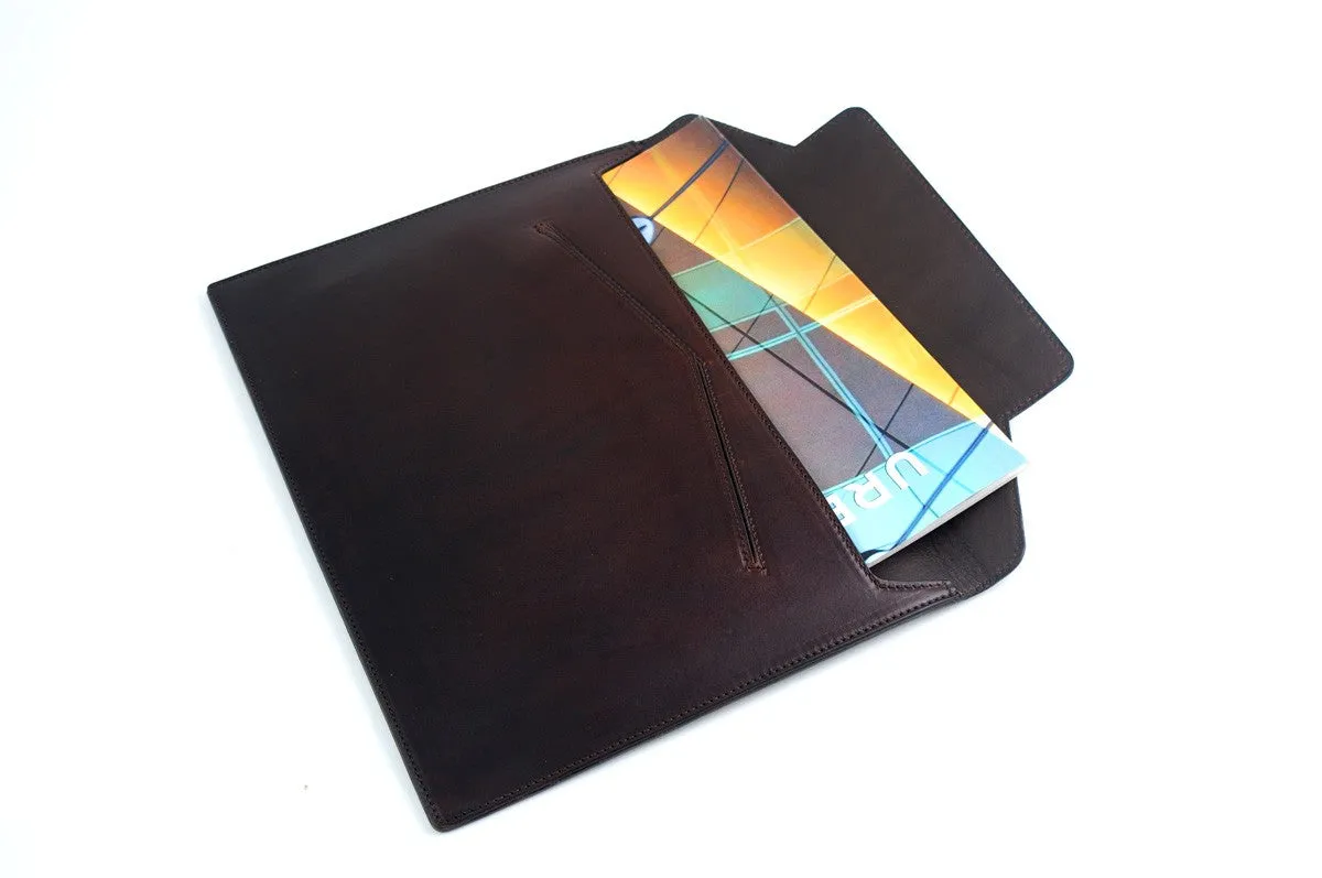 Leather Envelope Document Case - Walnut Brown