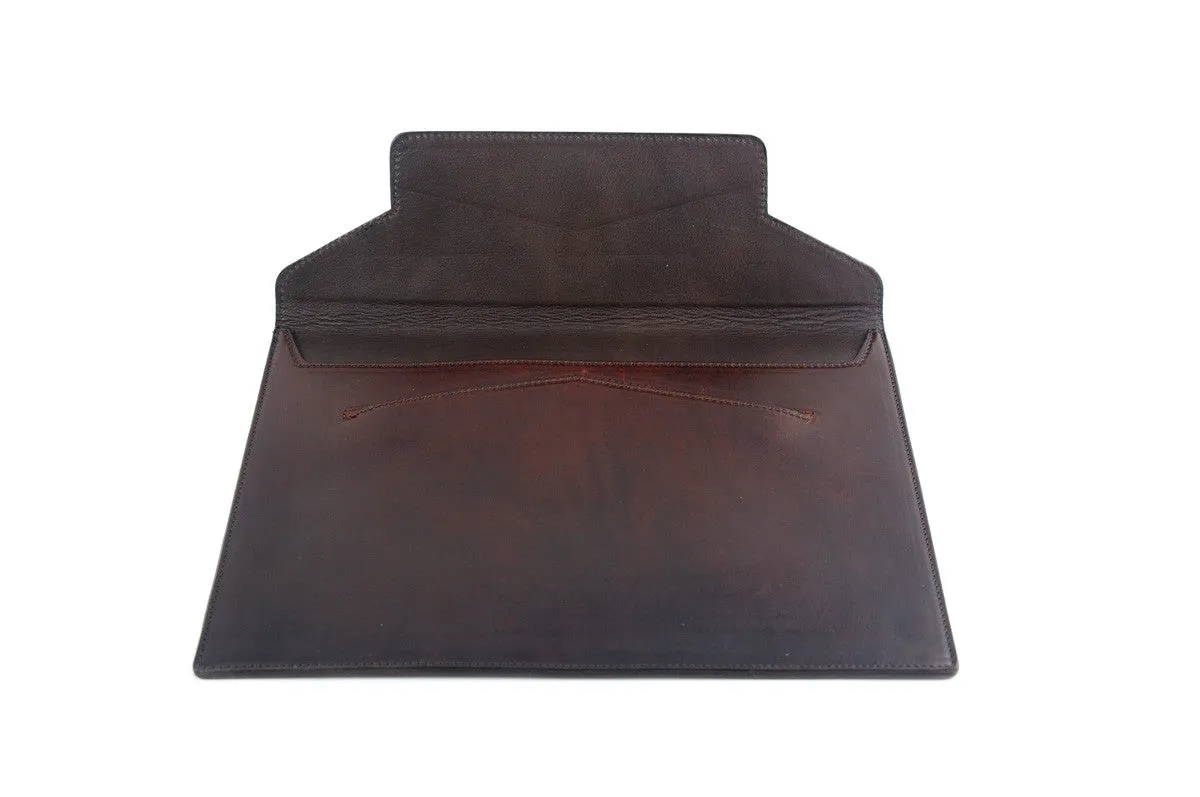 Leather Envelope Document Case - Walnut Brown