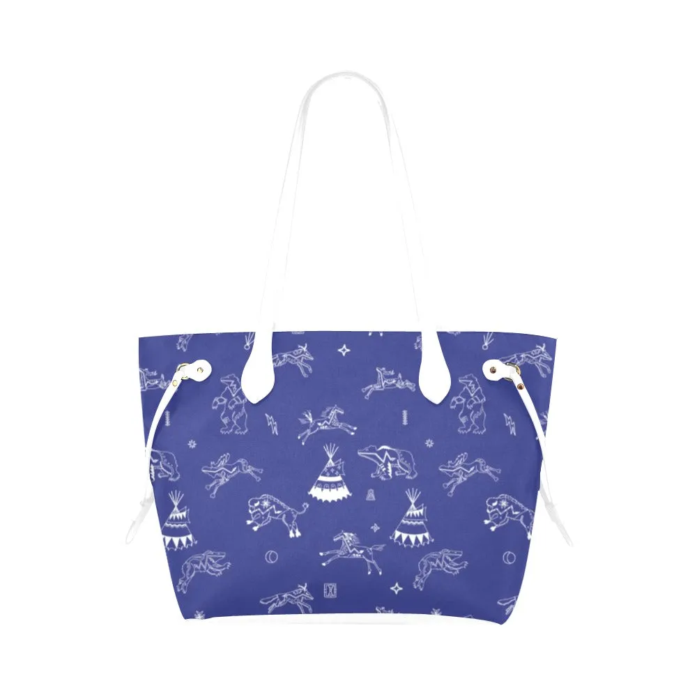 Ledger Dabbles Blue Clover Canvas Tote Bag