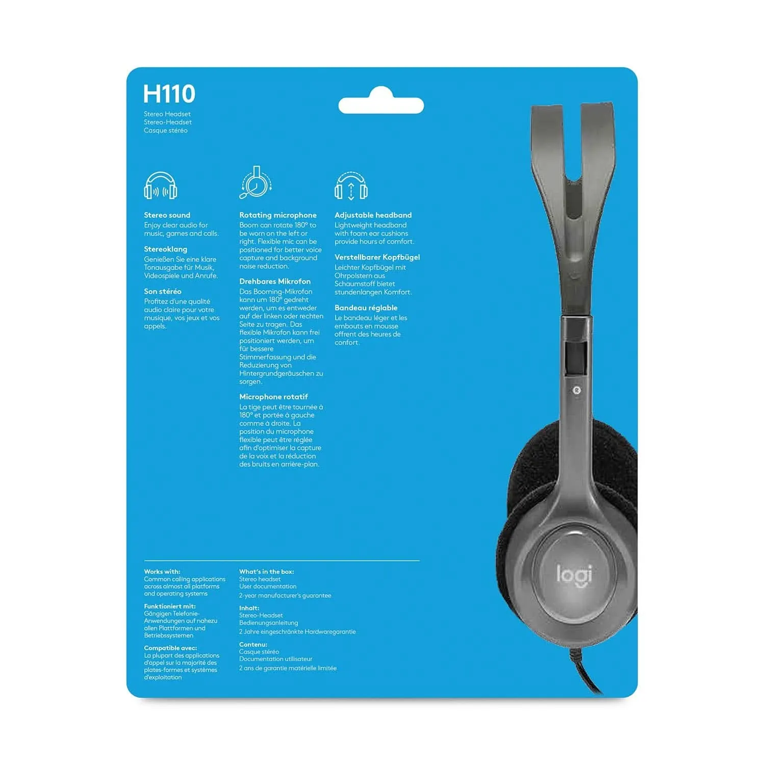 LOGITECH H110 WIRED HEADPHONES WITH MIC