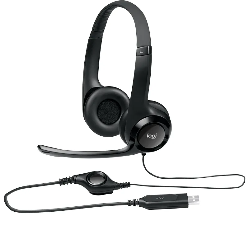 Logitech H390 Wired Headset for PC/Laptop, Stereo Headphones with Noise Cancelling Microphone, USB-A, In-Line Controls, Works with Chromebook