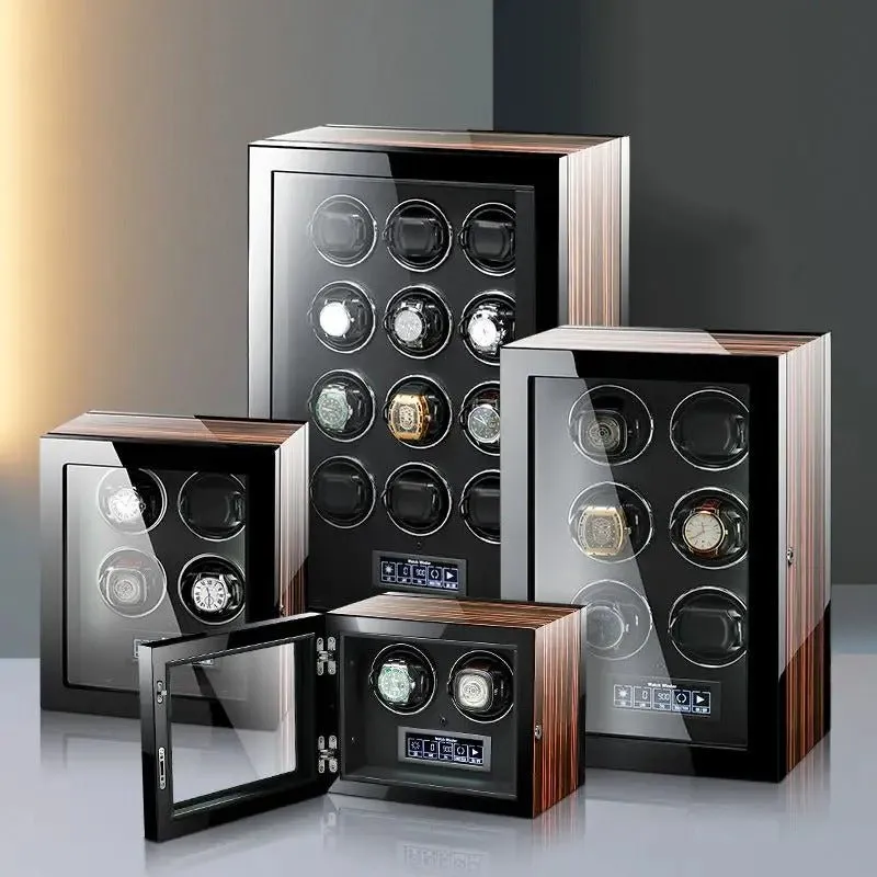 Luxury Watch Winder Box With LCD Display - Wooden Watch Accessories Boxes with Remote Control