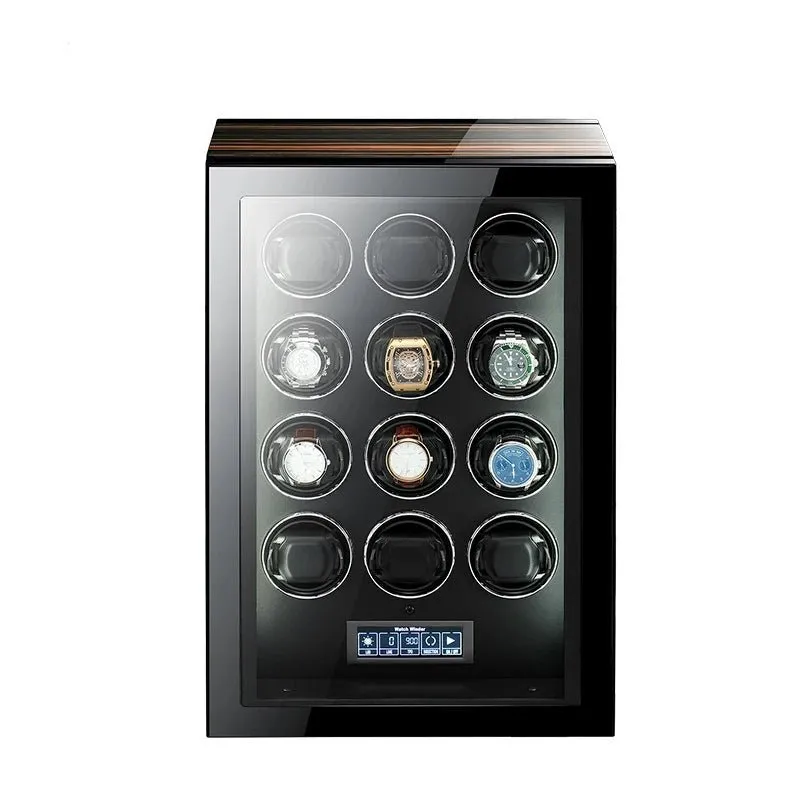 Luxury Watch Winder Box With LCD Display - Wooden Watch Accessories Boxes with Remote Control