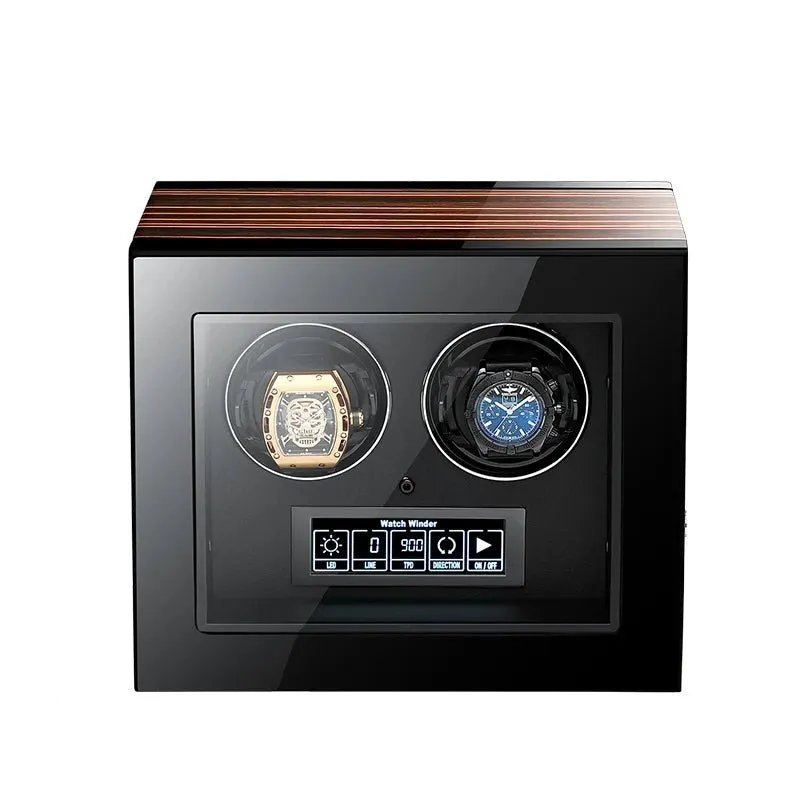 Luxury Watch Winder Box With LCD Display - Wooden Watch Accessories Boxes with Remote Control