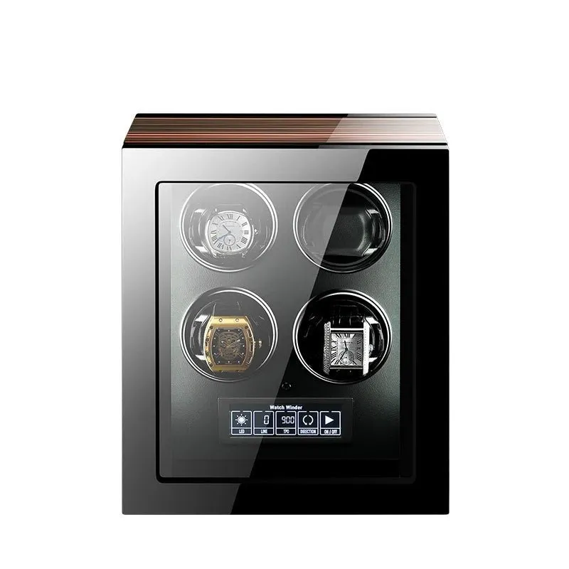 Luxury Watch Winder Box With LCD Display - Wooden Watch Accessories Boxes with Remote Control