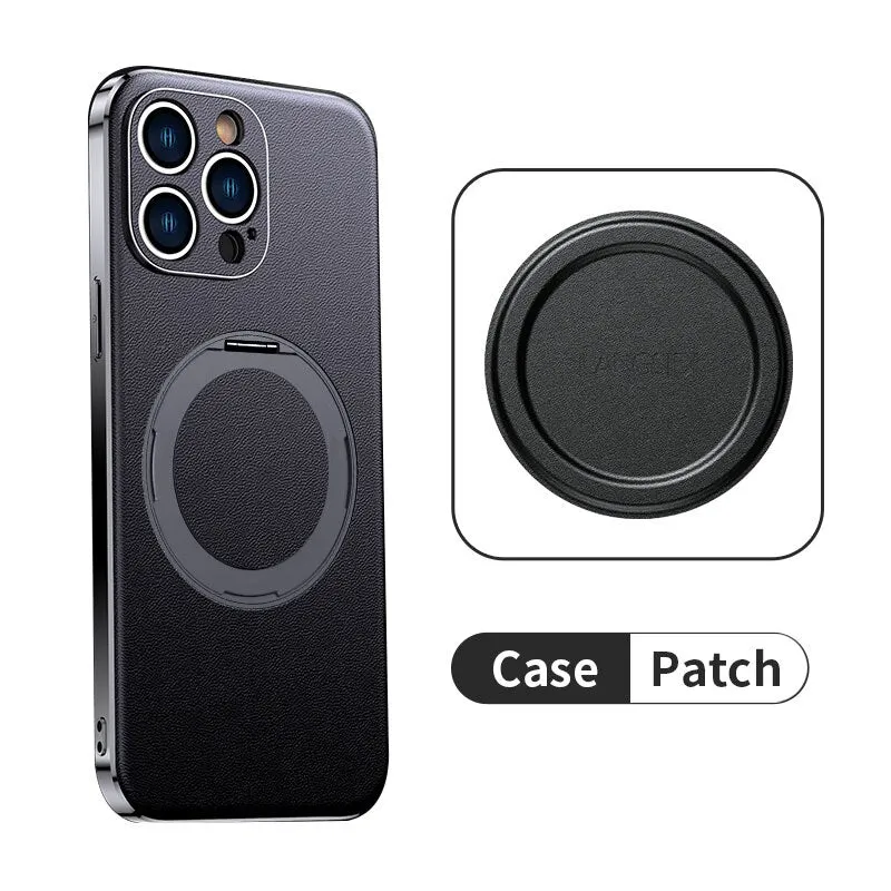 Magnetic Magsafe Leather Phone Case With Ring Holder For iPhone